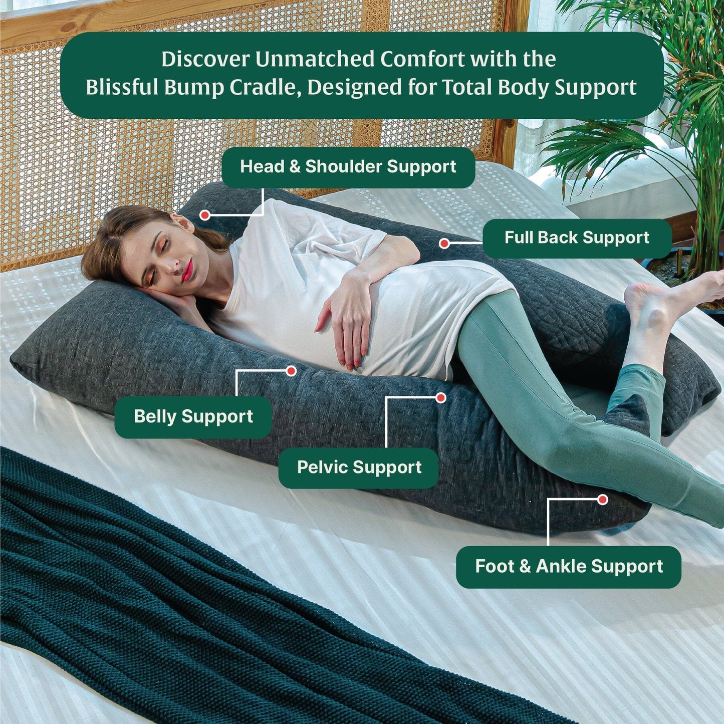 U - Shape Pregnancy Pillow - Blissful Bump Cradle - Pregnancy Pillow - The White Willow