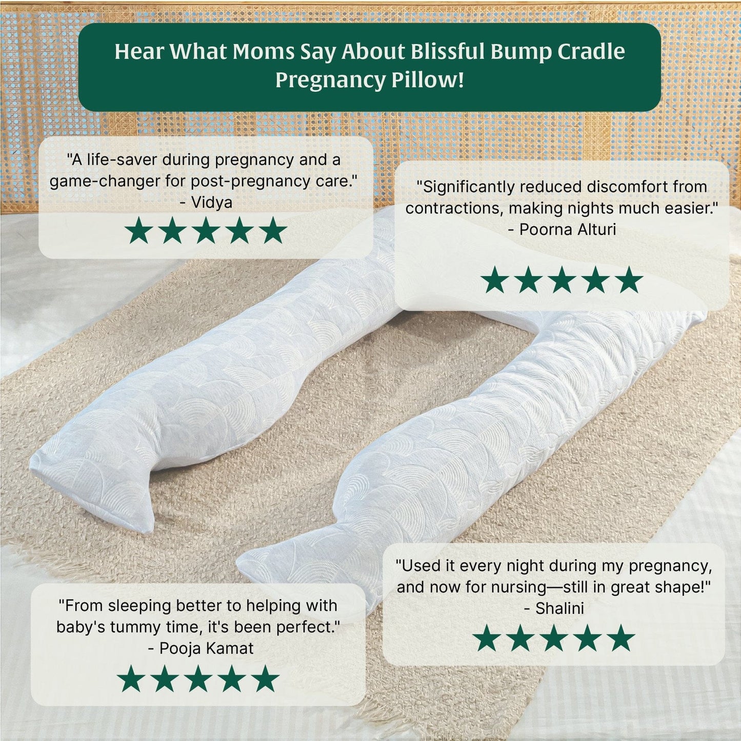 U - Shape Pregnancy Pillow - Blissful Bump Cradle - Pregnancy Pillow - The White Willow
