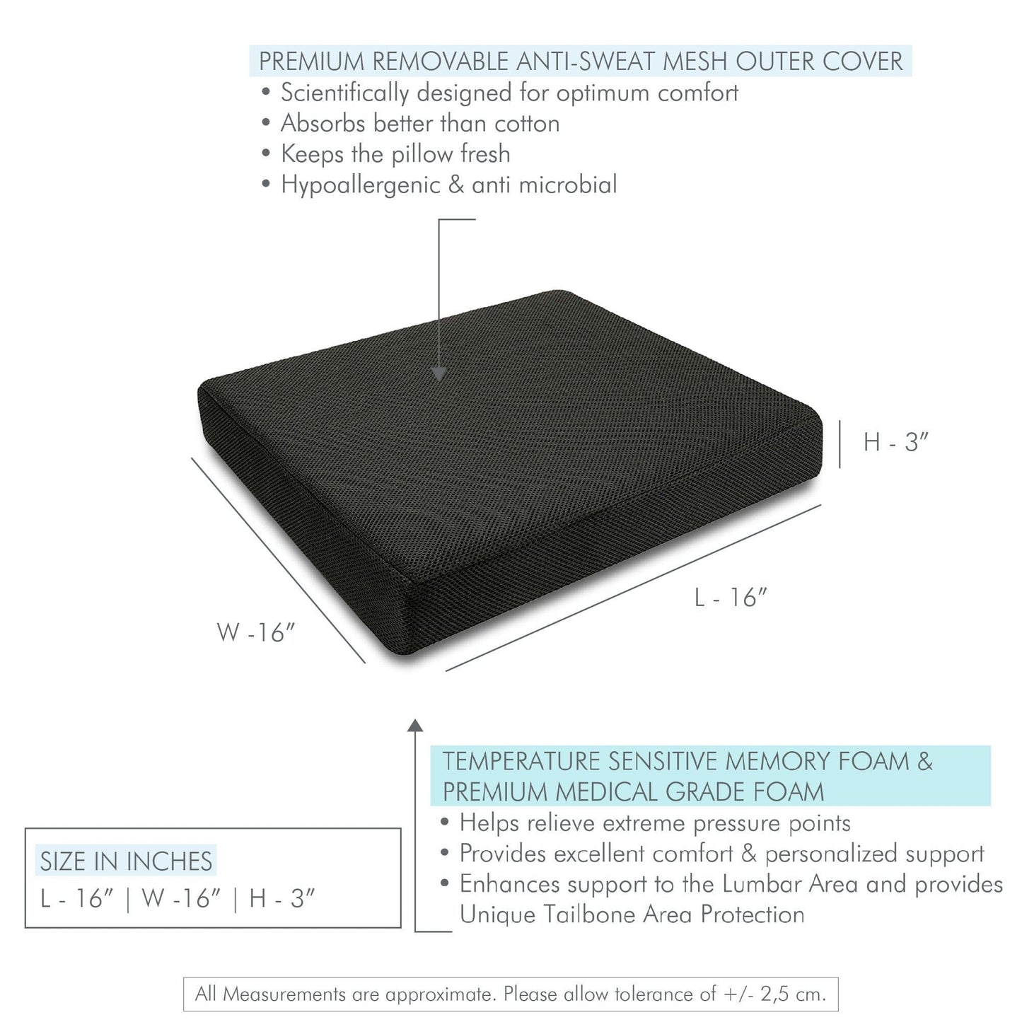 Workathon - Work From Home Combo - HR Foam Lumbar Backrest Pillow & Indoor Square Seat Cushion - 16" x 16" - Medium Firm Combo-Back-Seat The White Willow