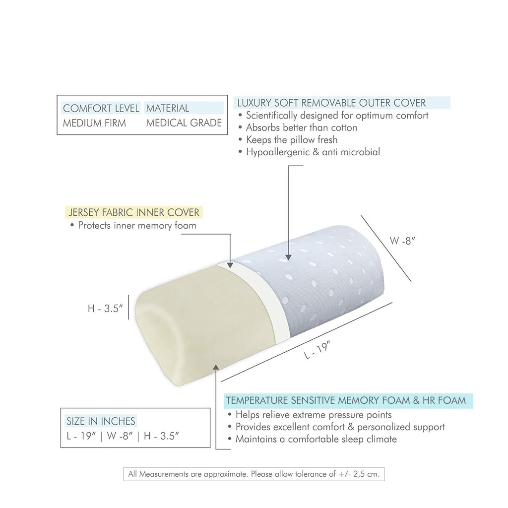 Artemis - Memory Foam & HR Foam 4 in 1 - Half Moon Pillow - Medium Firm - The White Willow