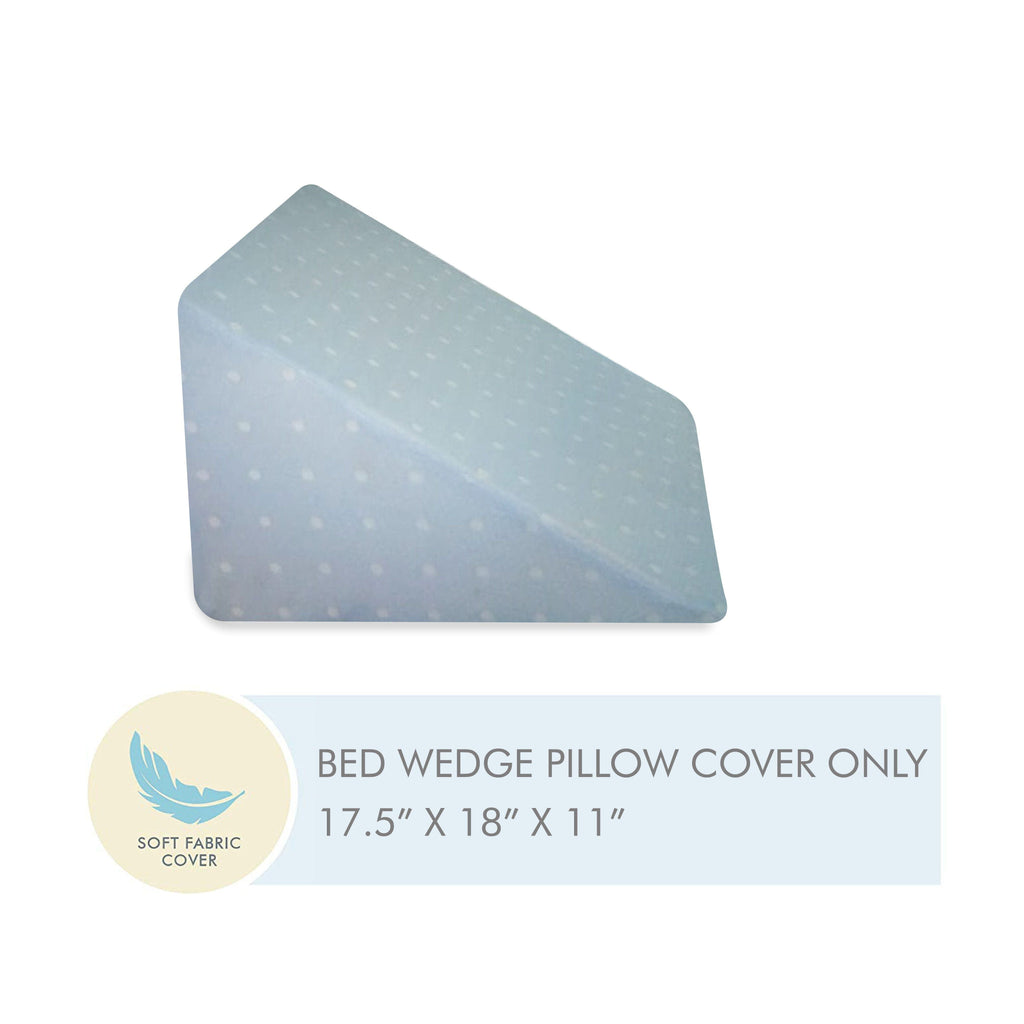 Cooling Gel Memory Foam & HR Foam Bed Wedge Pillow Cover Only Pillow Cover The White Willow Standard 18" x 18" 10" Inch Medium Height Blue Dot