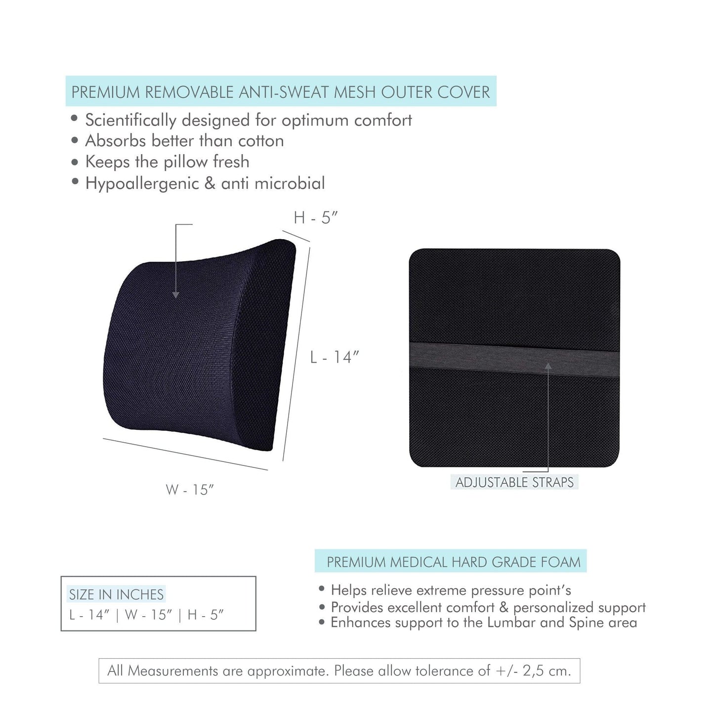 Emperor - Lumbar Backrest Pillow - Full Back Support - Firm Support The White Willow
