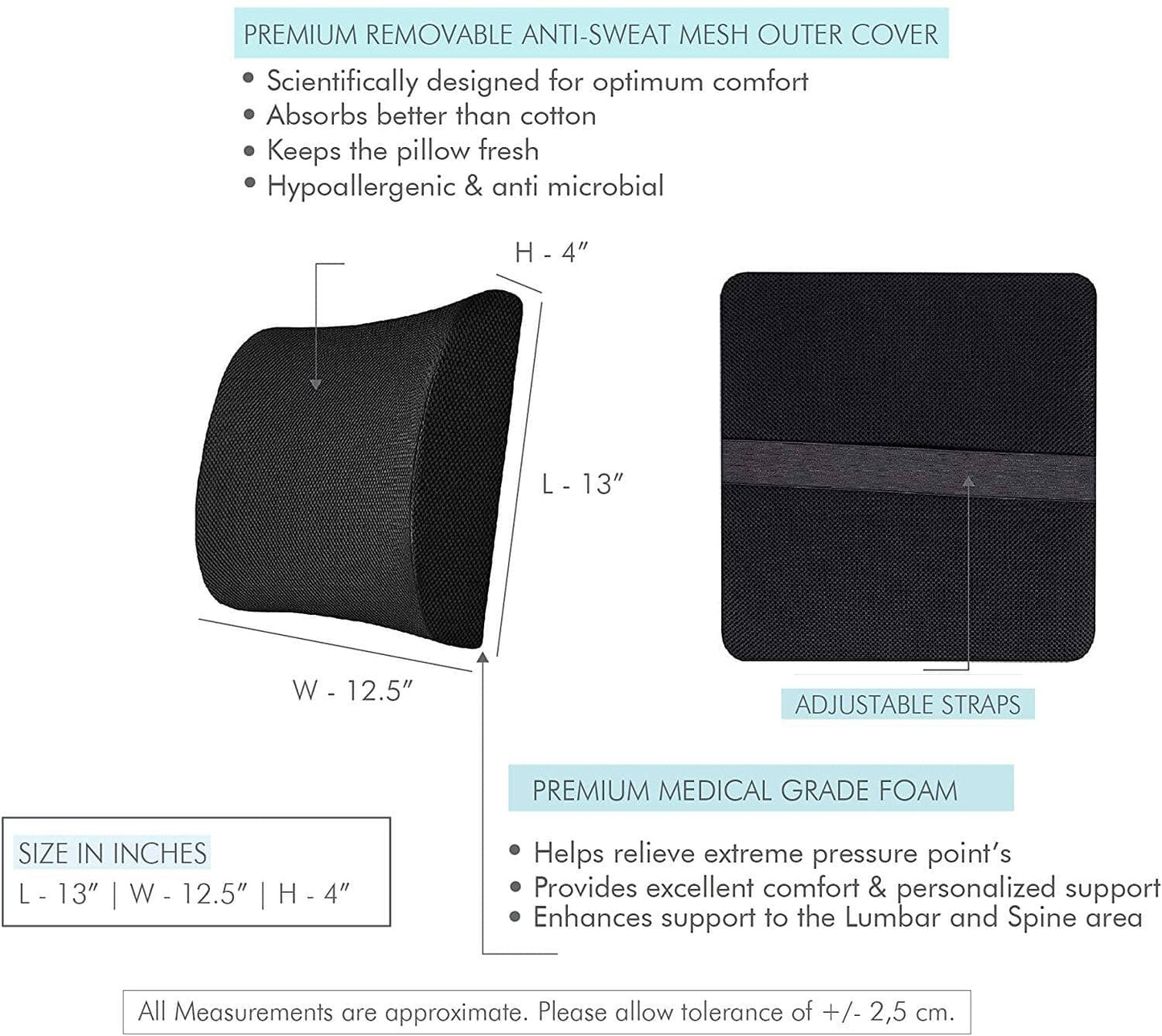 Emperor - Lumbar Backrest Pillow - Full Back Support - Firm Support The White Willow