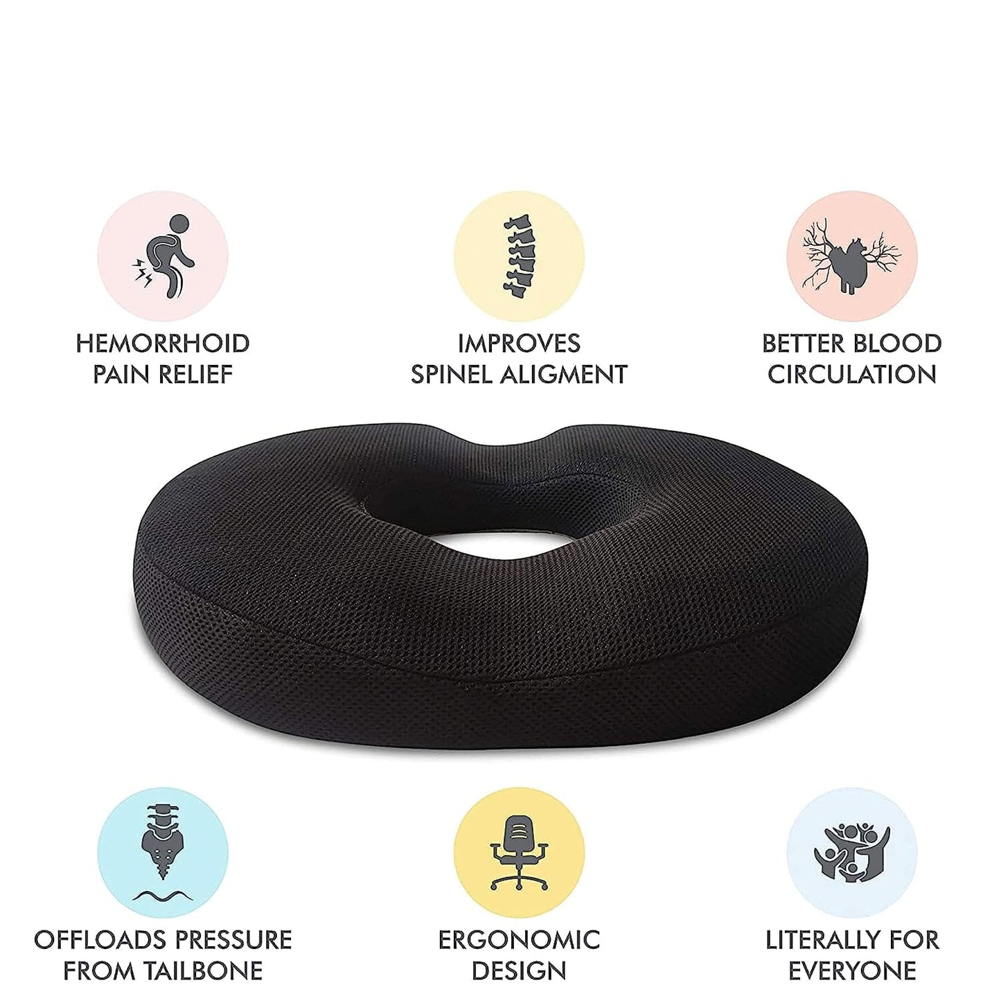 Sky - Donut Shaped Seat Cushion - Tailbone and Lumbar Support - Firm Support The White Willow