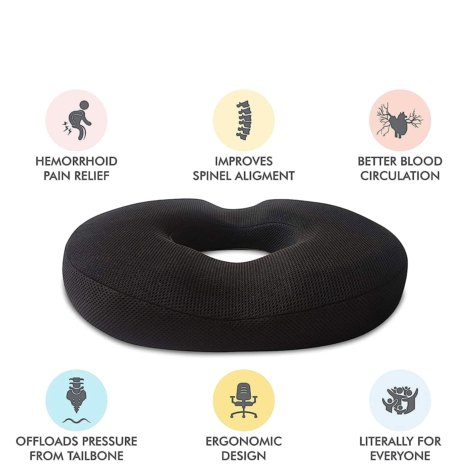 Sky - Donut Shaped Seat Cushion - Tailbone and Lumbar Support - Firm Support The White Willow