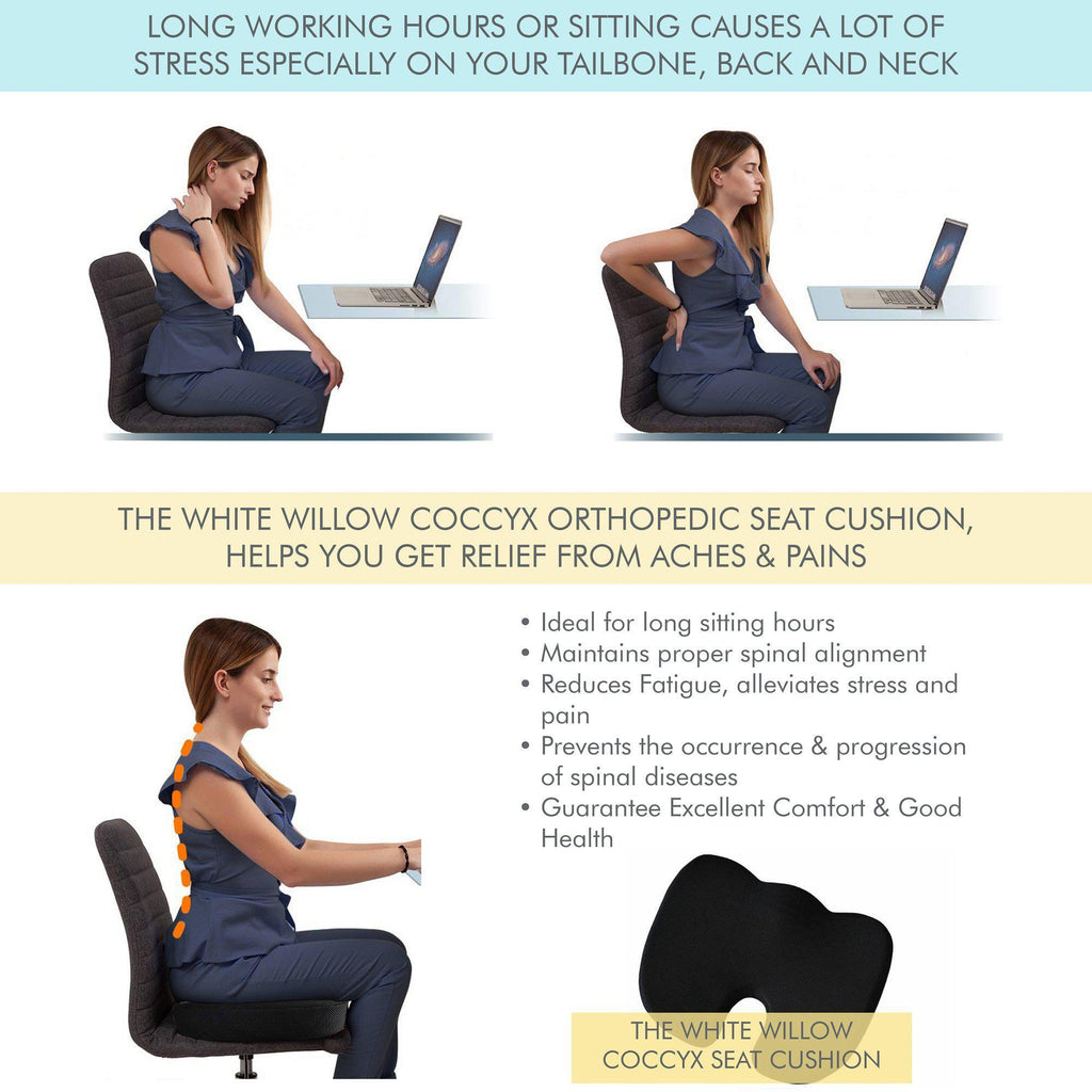 Sprucesoft - High Resilience (HR) Foam Coccyx Tailbone Support Seat Cushion - Firm - The White Willow