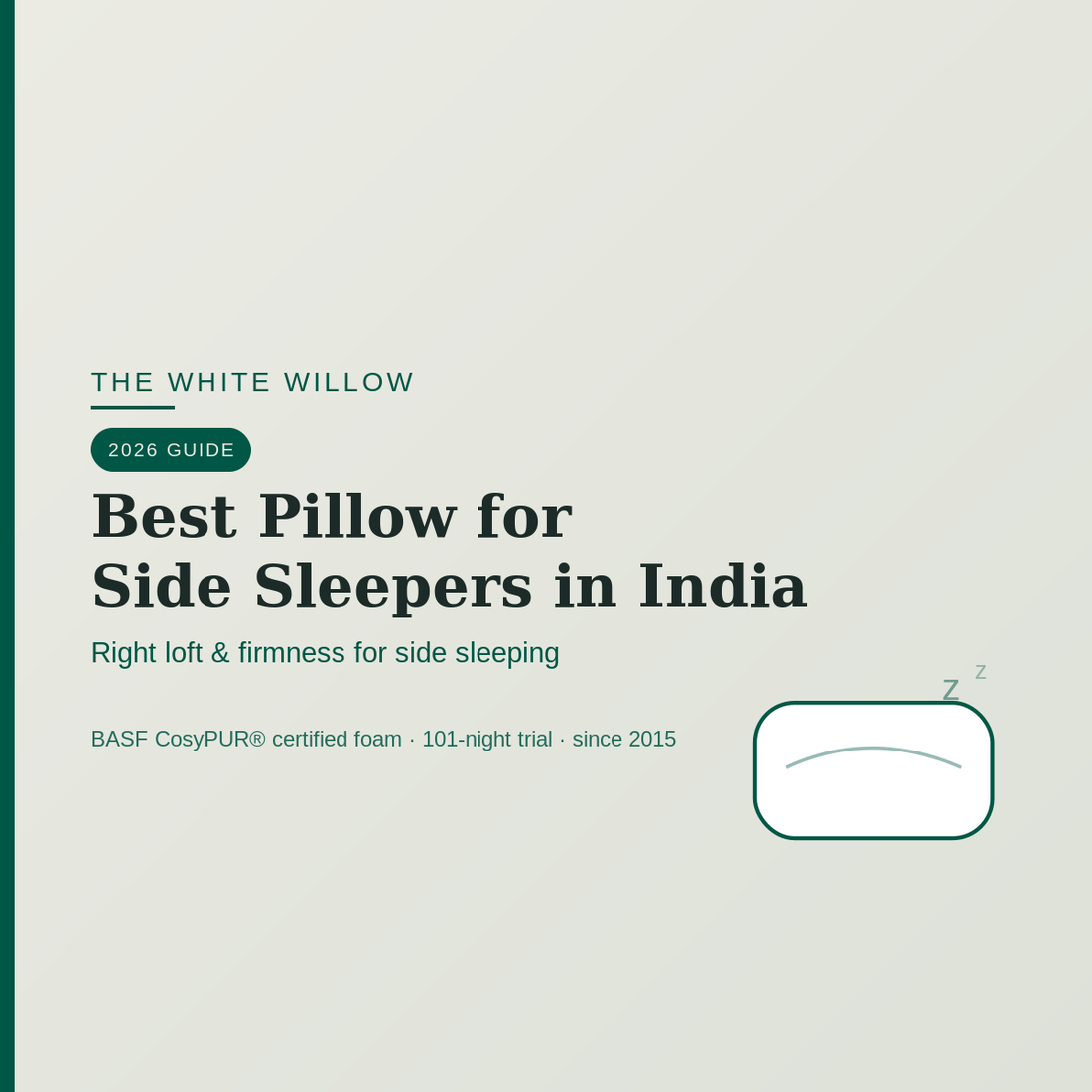 High-loft contour pillow keeping a side sleeper's spine aligned