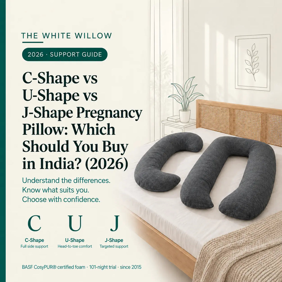 C-Shape vs U-Shape vs J-Shape Pregnancy Pillow: Which Should You Buy in India? (2026)