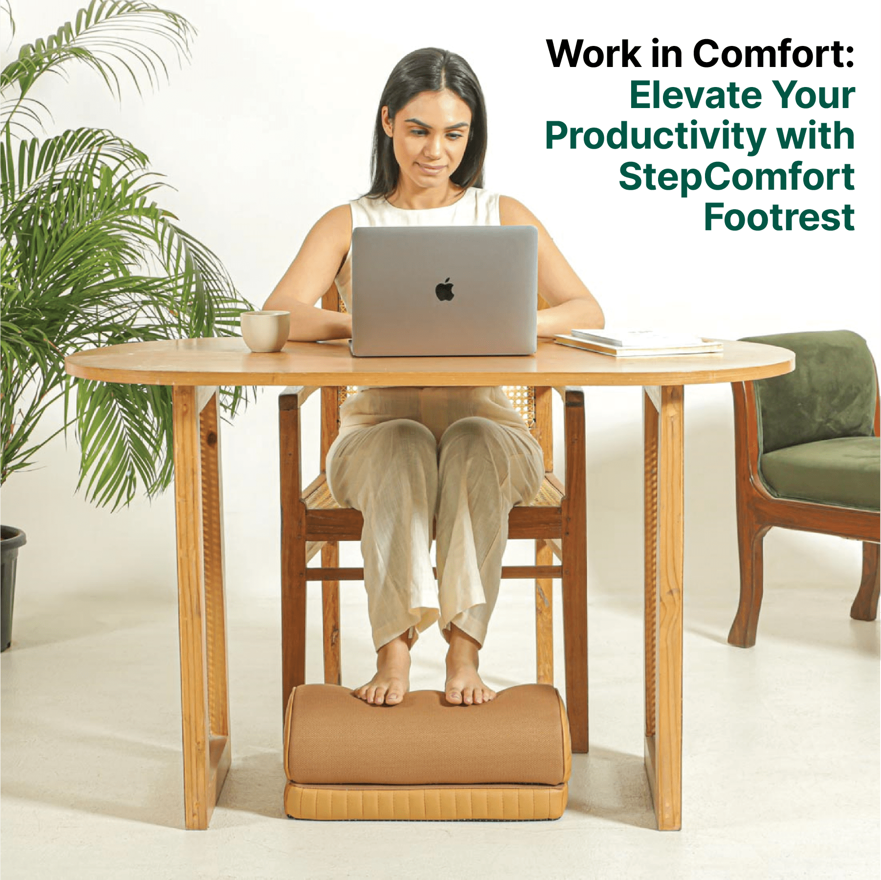 BeatriX - High Resilience (HR) Foam Foot Rest Cushion for Feet & leg Support - Firm Support The White Willow Adjustable Footrest- 2 layers 