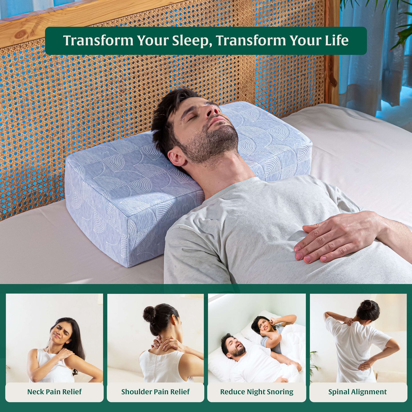 Side Sleeper Pro Pillows for neck pain relief and spinal alignment.