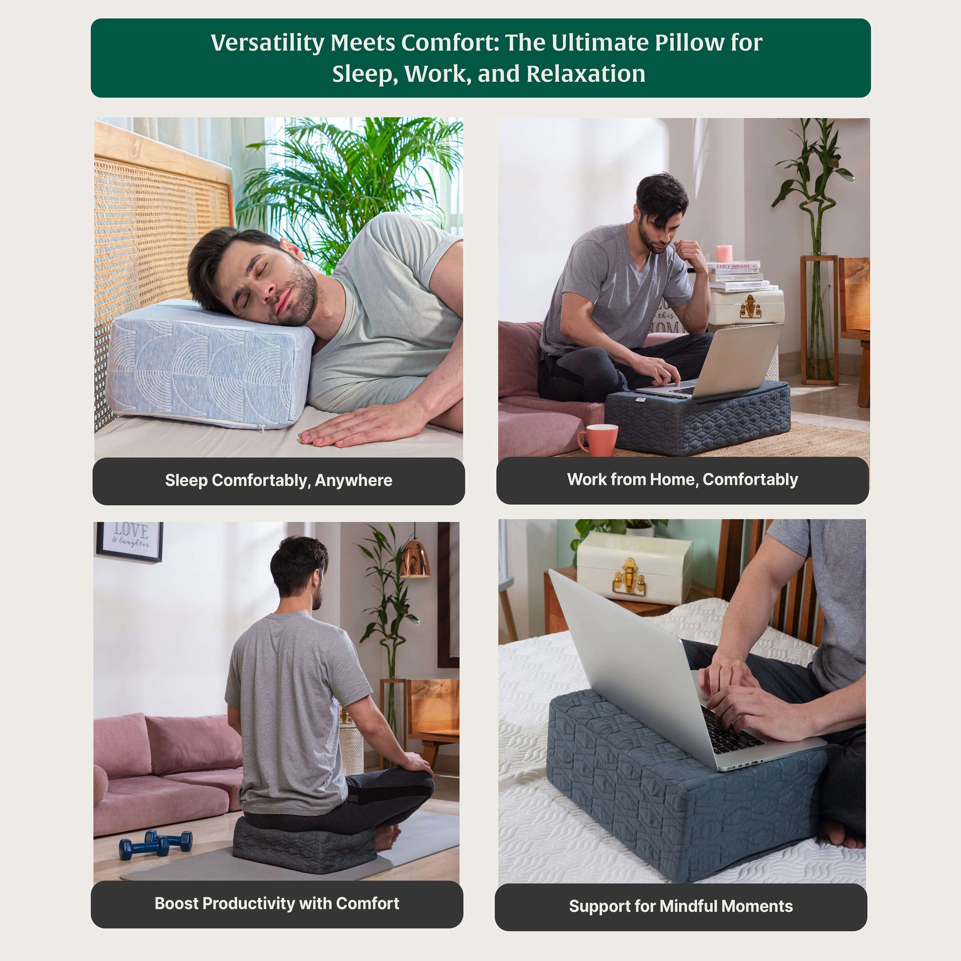 "Versatile Side Sleeper Pro Pillows for sleep, work, and relaxation."