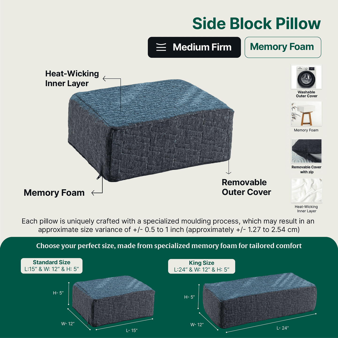 Side Sleeper Pro Pillows with memory foam for optimized sleep comfort.