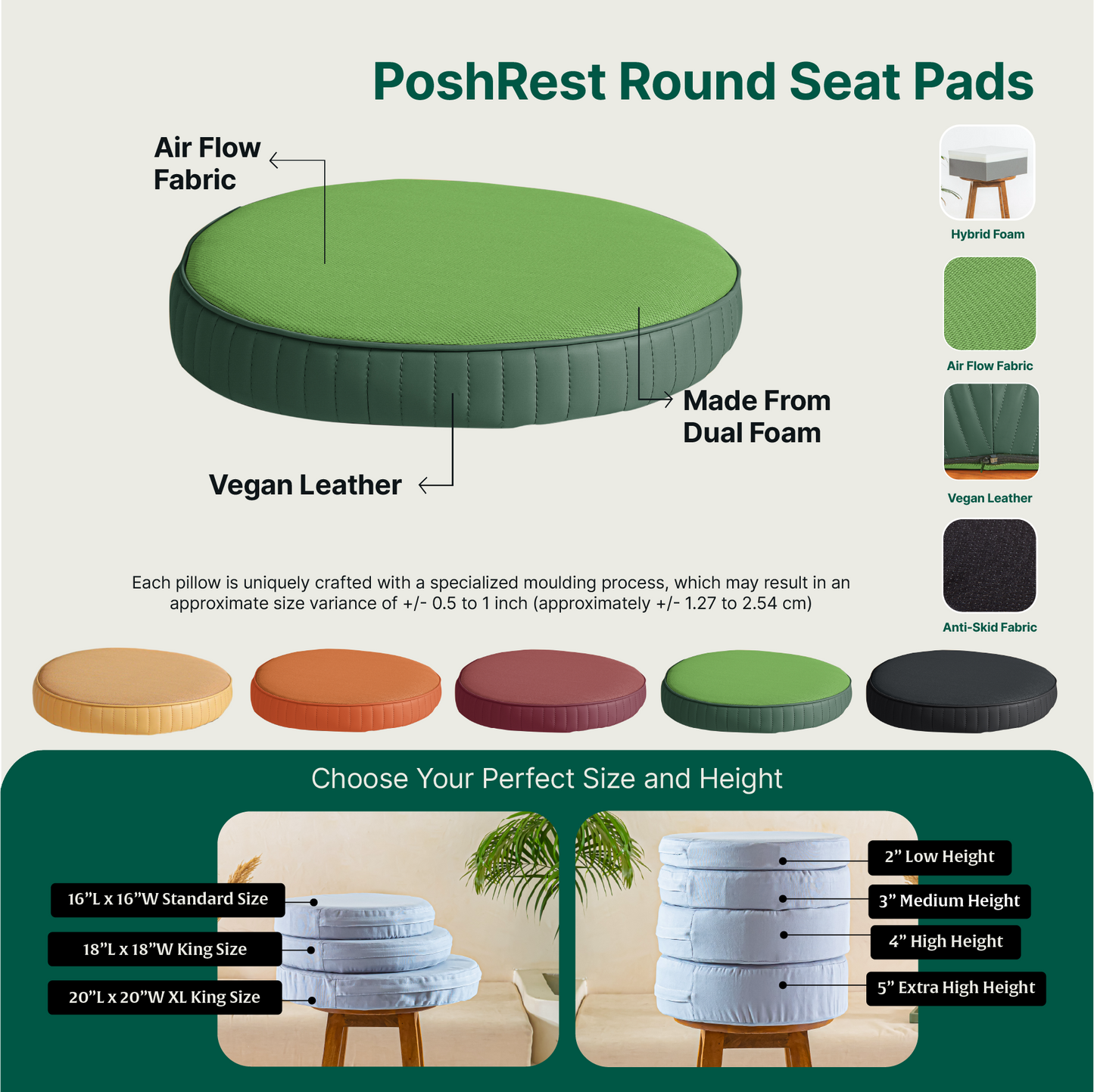 PoshRest Round Seat Pads - Seat Cushion - The White Willow