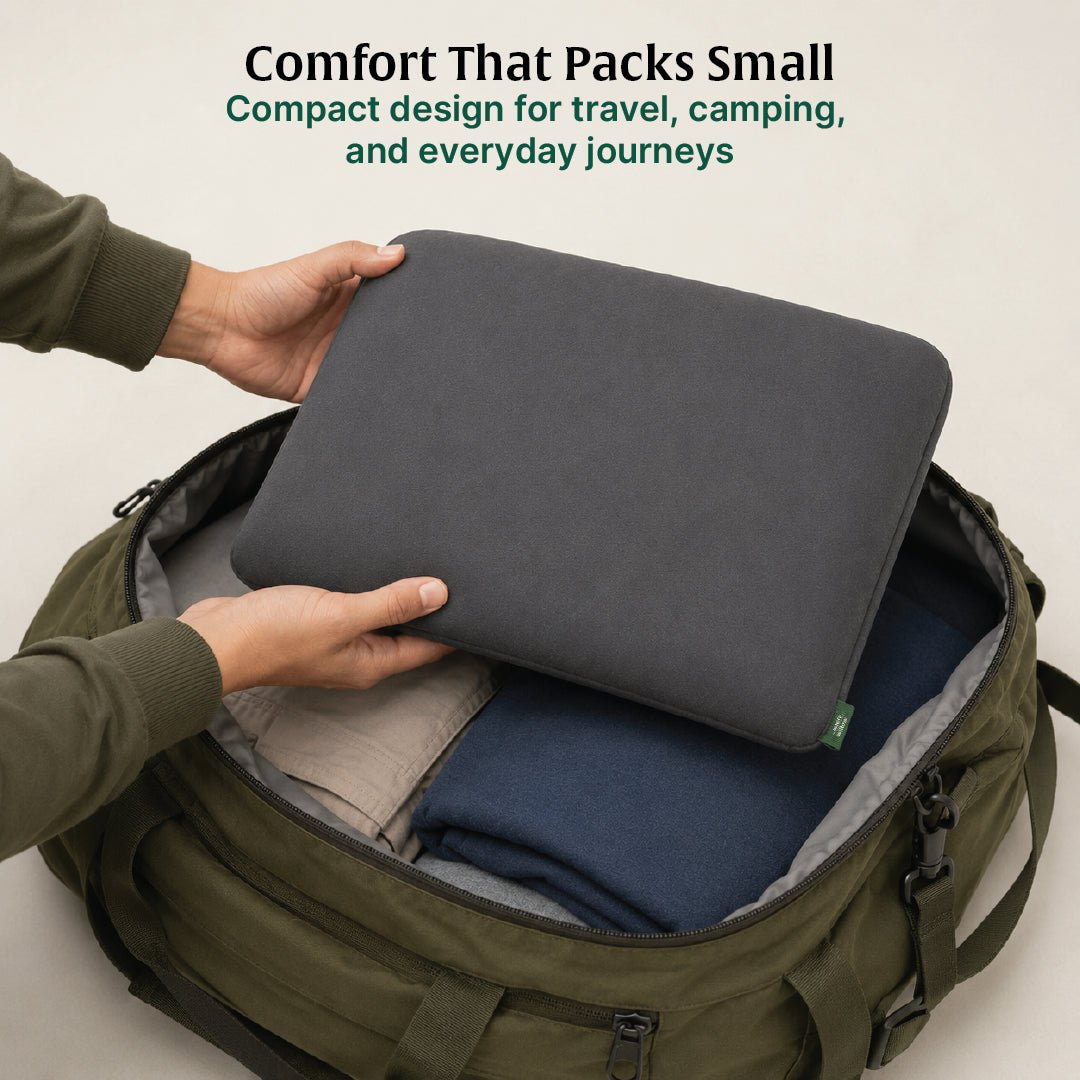 WanderEase Memory Foam Camping Pillow - Grey - Travel Pillow-The White Willow