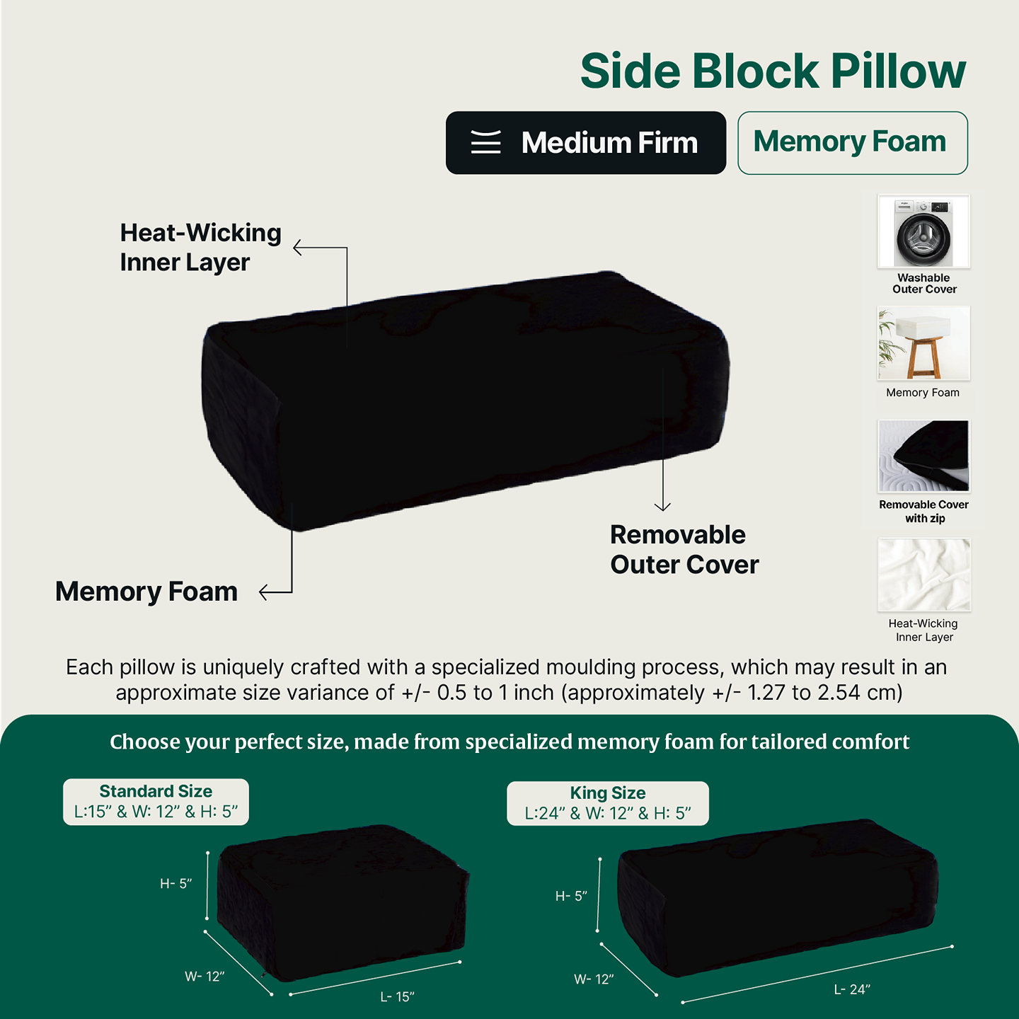 Side Sleeper Pro Pillows with memory foam for ultimate comfort.