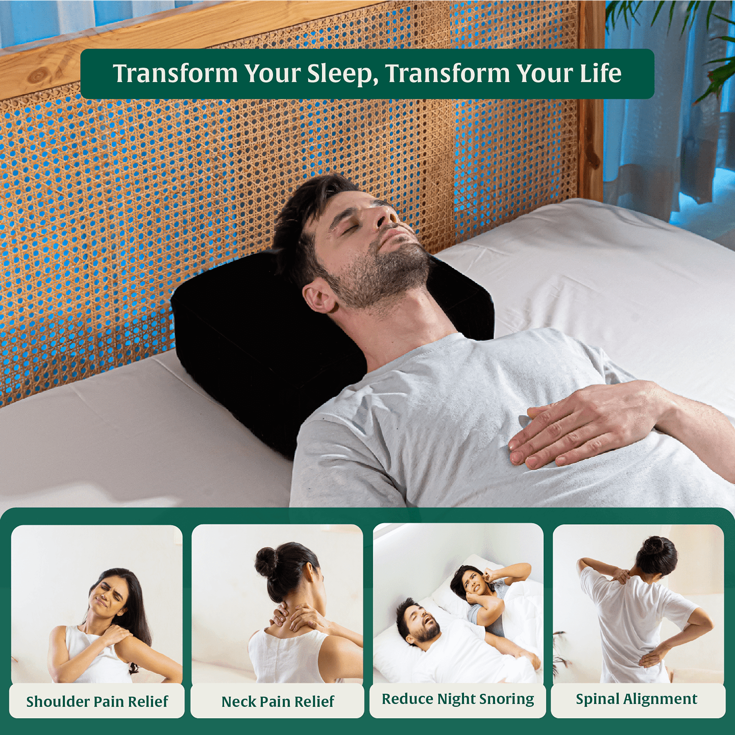 Side Sleeper Pro Pillow for neck pain relief and spinal alignment.