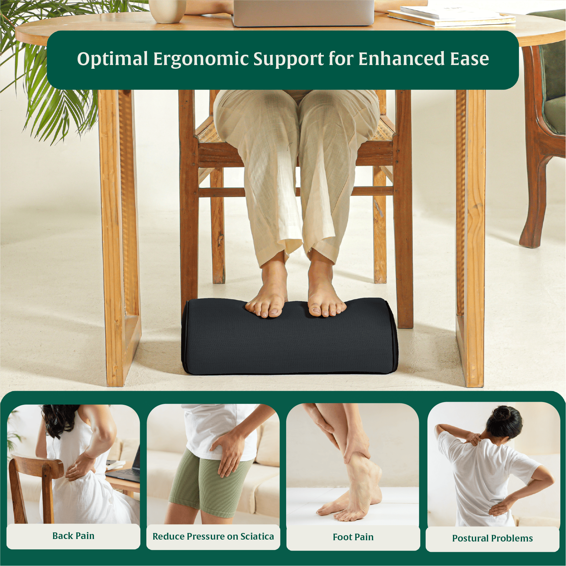 BeatriX - High Resilience (HR) Foam Foot Rest Cushion for Feet & leg Support - Firm Support The White Willow 