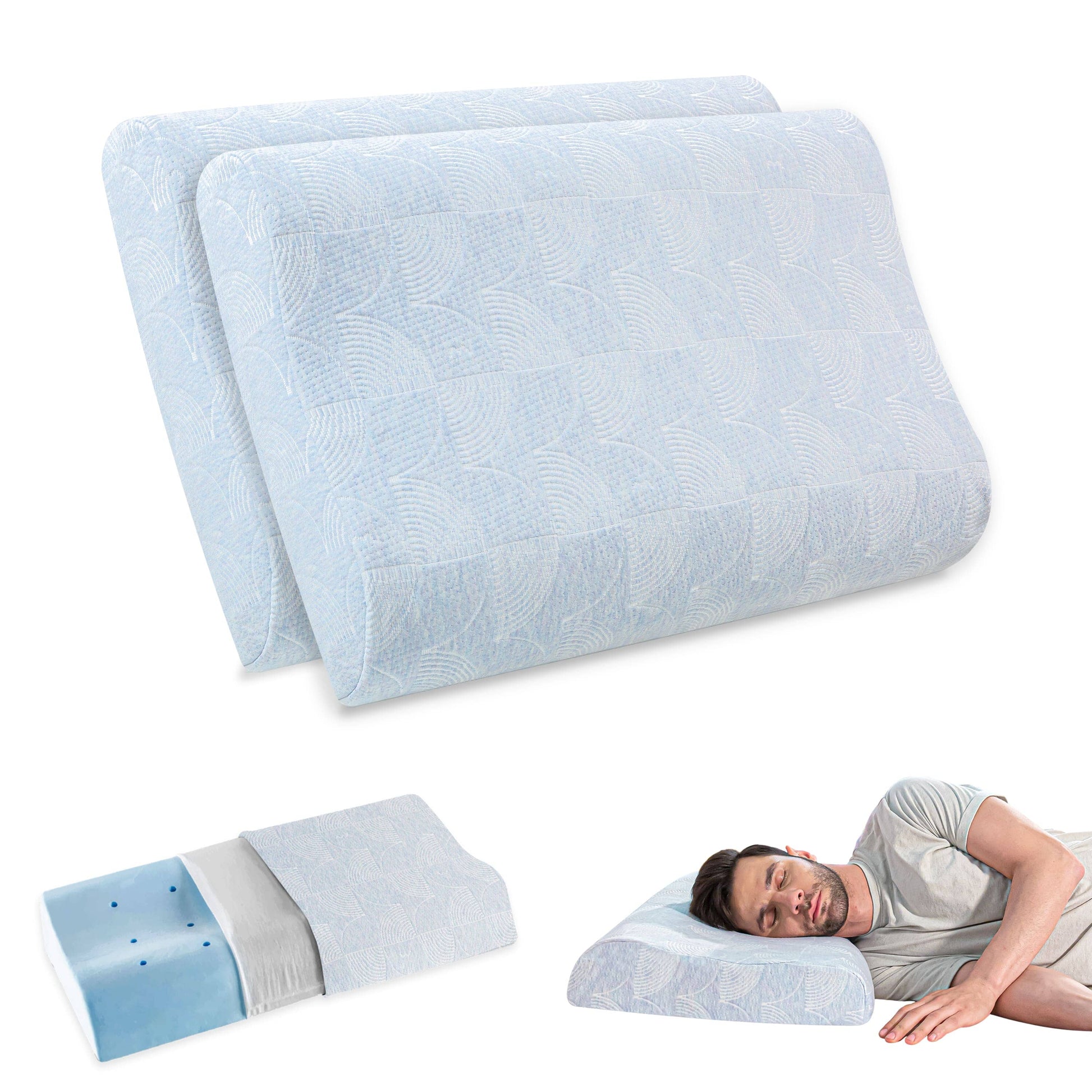 Aloe - Cooling Gel Memory Foam Cervical Pillow - Contour - Medium Firm Contour Pillow The White Willow X-Small Green 2