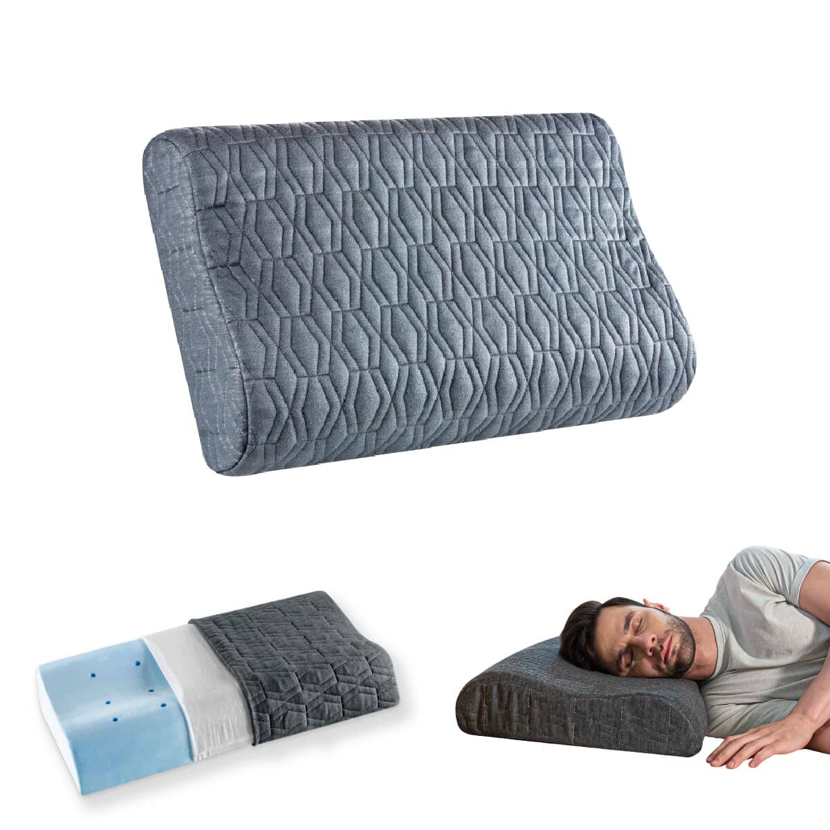 Aloe - Cooling Gel Memory Foam Cervical Pillow - Contour - Medium Firm Contour Pillow The White Willow X-Small Grey 1