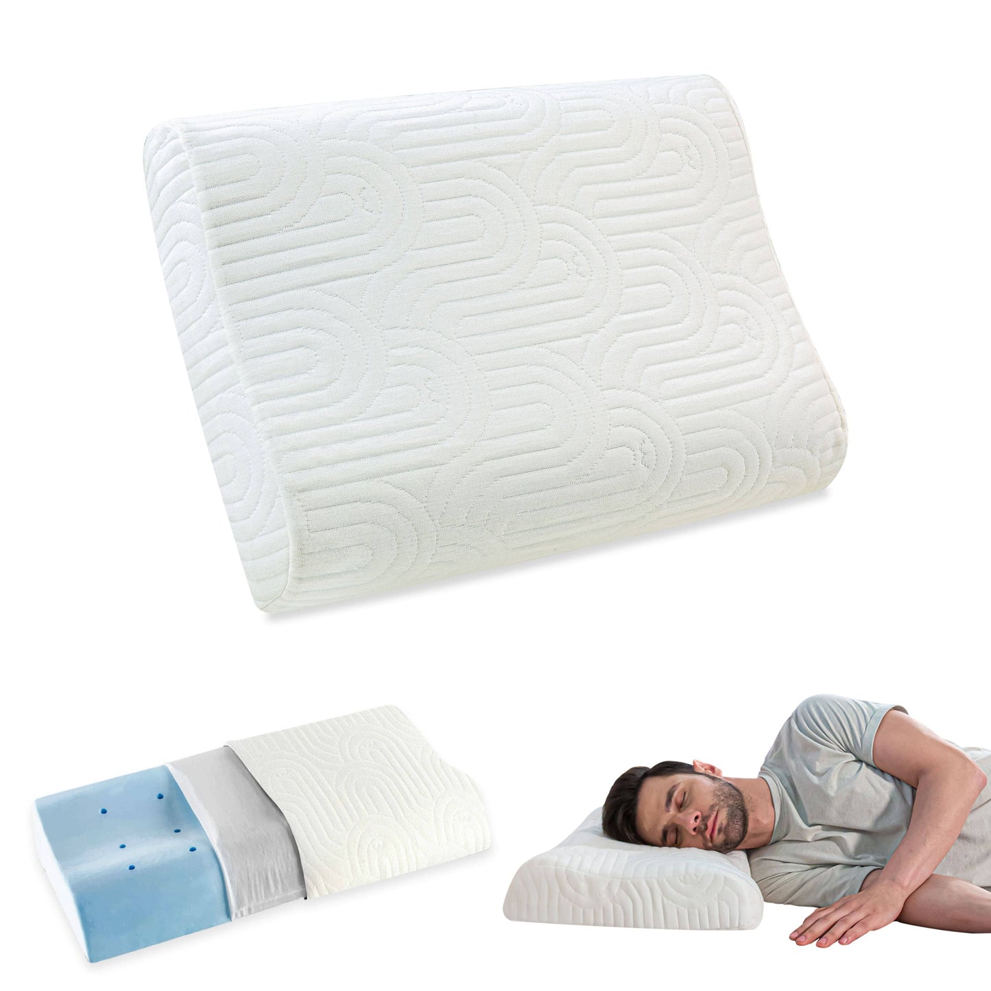 Aloe - Cooling Gel Memory Foam Cervical Pillow - Contour - Medium Firm Contour Pillow The White Willow X-Small Multi 1