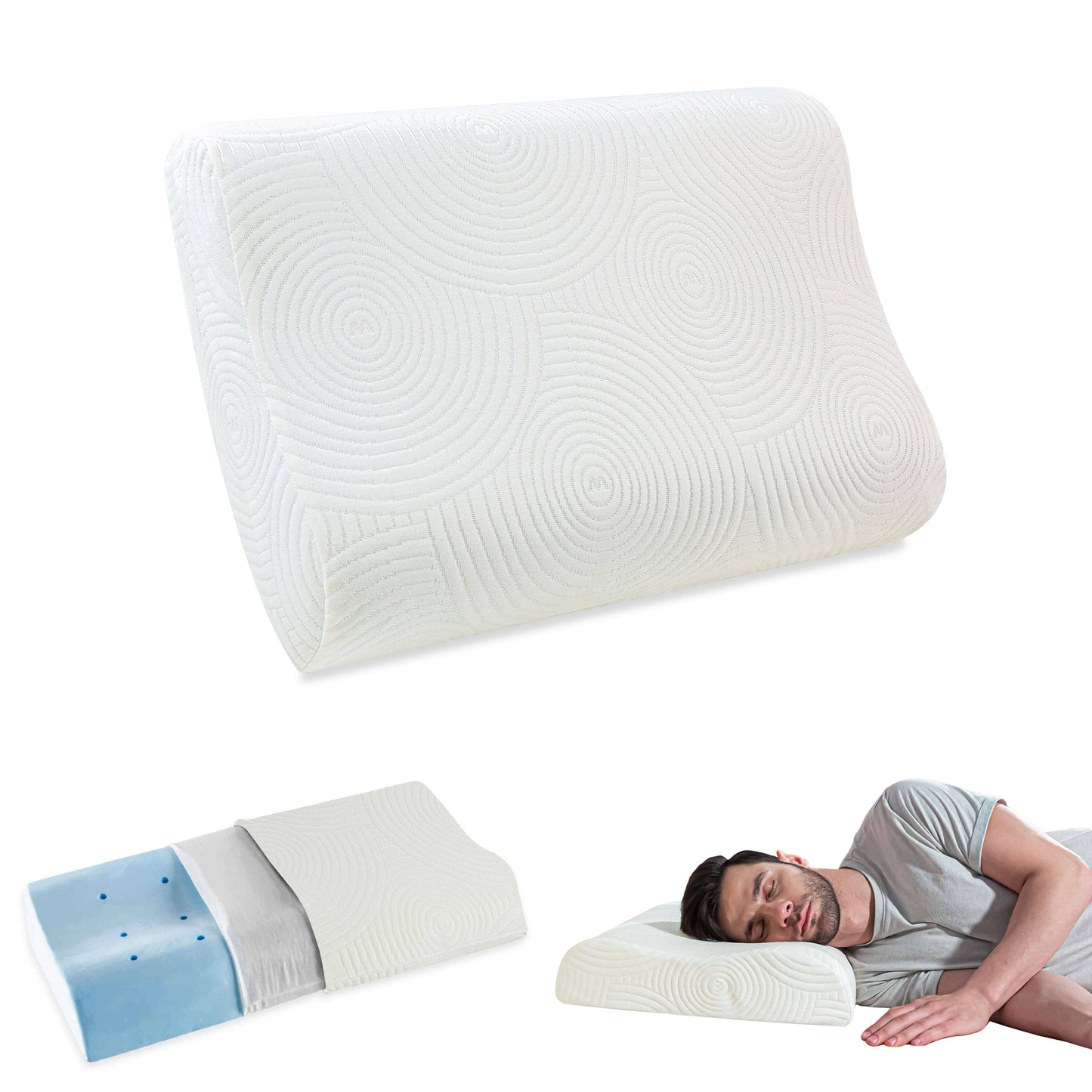 Aloe - Cooling Gel Memory Foam Cervical Pillow - Contour - Medium Firm Contour Pillow The White Willow X-Small White 1