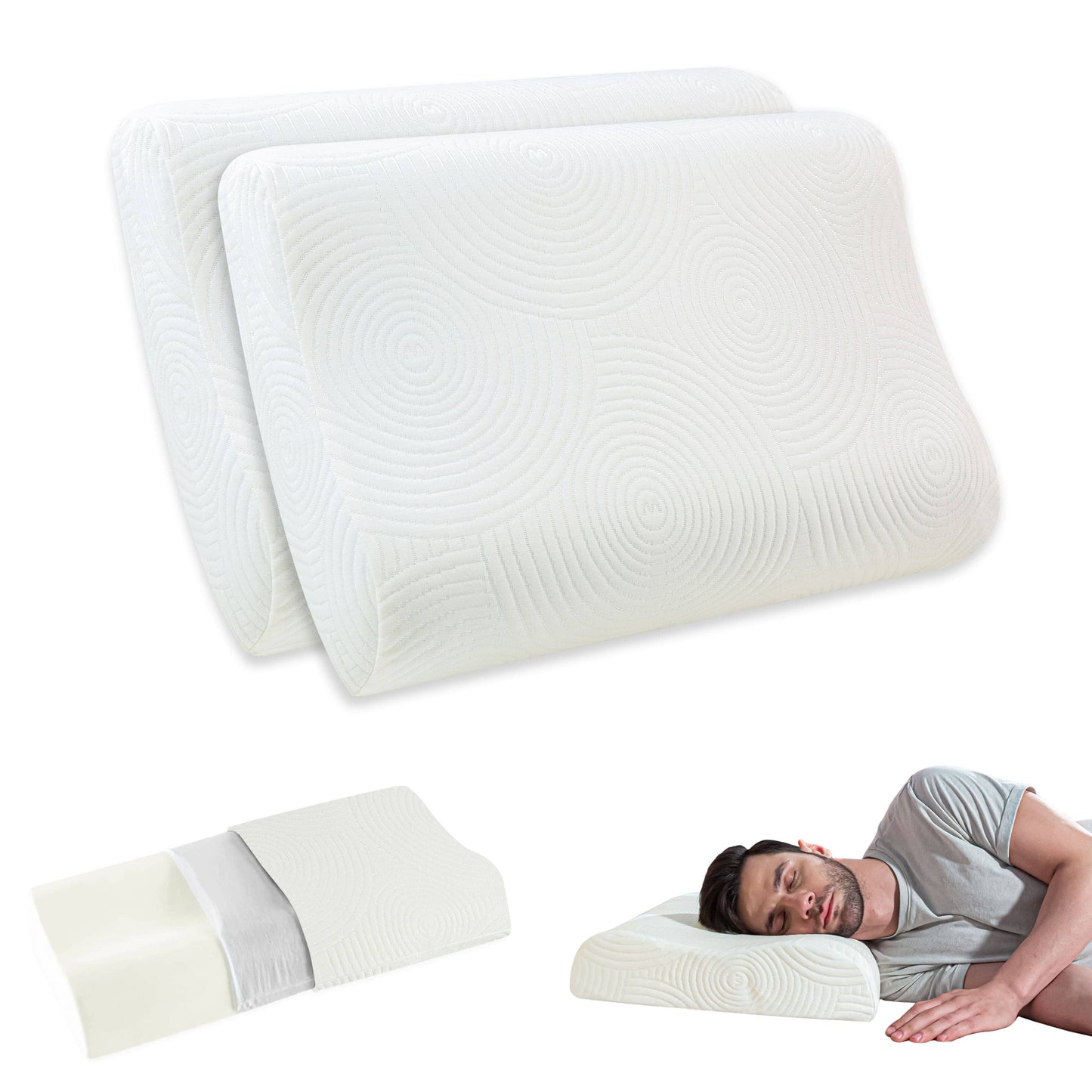 Aloe - Cooling Gel Memory Foam Cervical Pillow - Contour - Medium Firm Contour Pillow The White Willow X-Small White 2