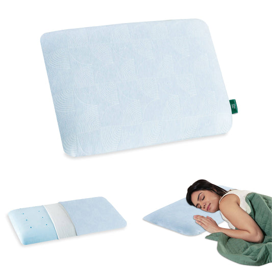Aspen - Cooling Gel Memory Foam Pillow - Regular - Medium Firm Regular Pillow The White Willow 1.5"H-Standard Size-Extra Low Height Green Pack of 1