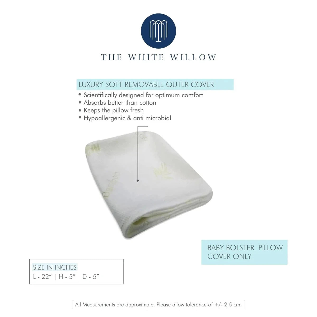 Baby Bolster Pillow Cover Only Pillow Cover The White Willow 