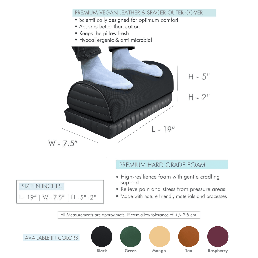 BeatriX - High Resilience (HR) Foam Foot Rest Cushion for Feet & leg Support - Firm Foot Rest Cushion The White Willow 
