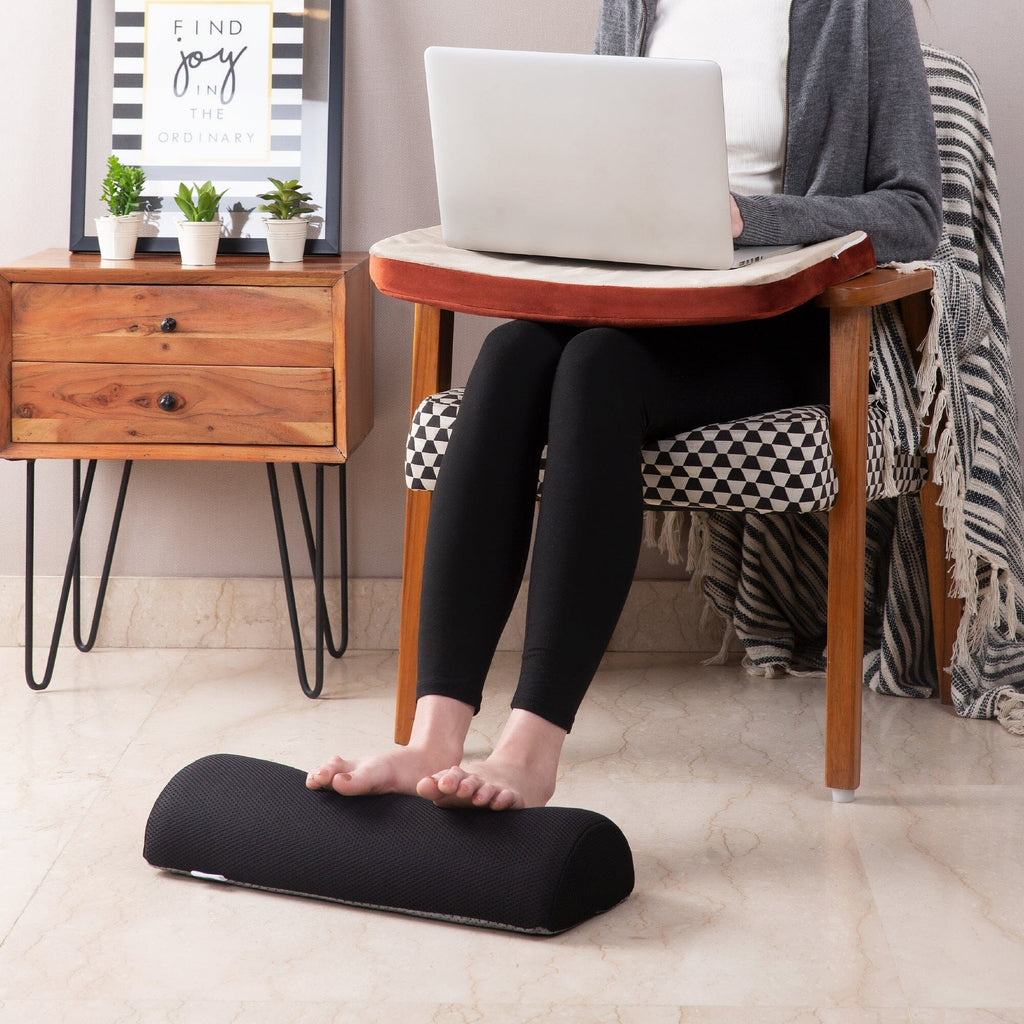 BeatriX - High Resilience (HR) Foam Foot Rest Cushion for Feet & leg Support - Firm Foot Rest Cushion The White Willow Single Footrest Black 