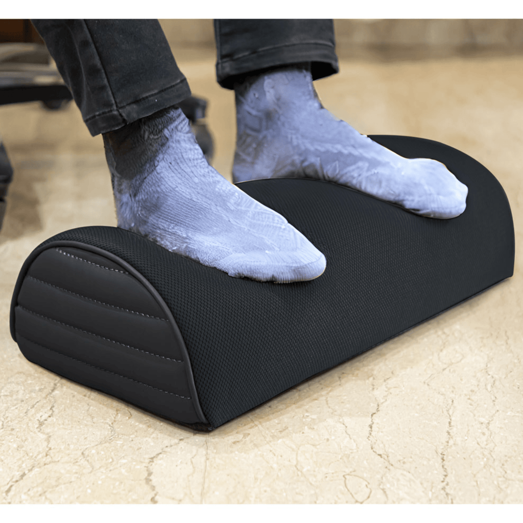 BeatriX - High Resilience (HR) Foam Foot Rest Cushion for Feet & leg Support - Firm Foot Rest Cushion The White Willow Single Footrest Jet Black 