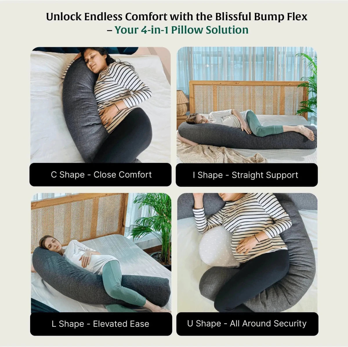 Blissful Bump Flex Pregnancy Support Full Body Pillow - Pregnancy Pillow - The White Willow