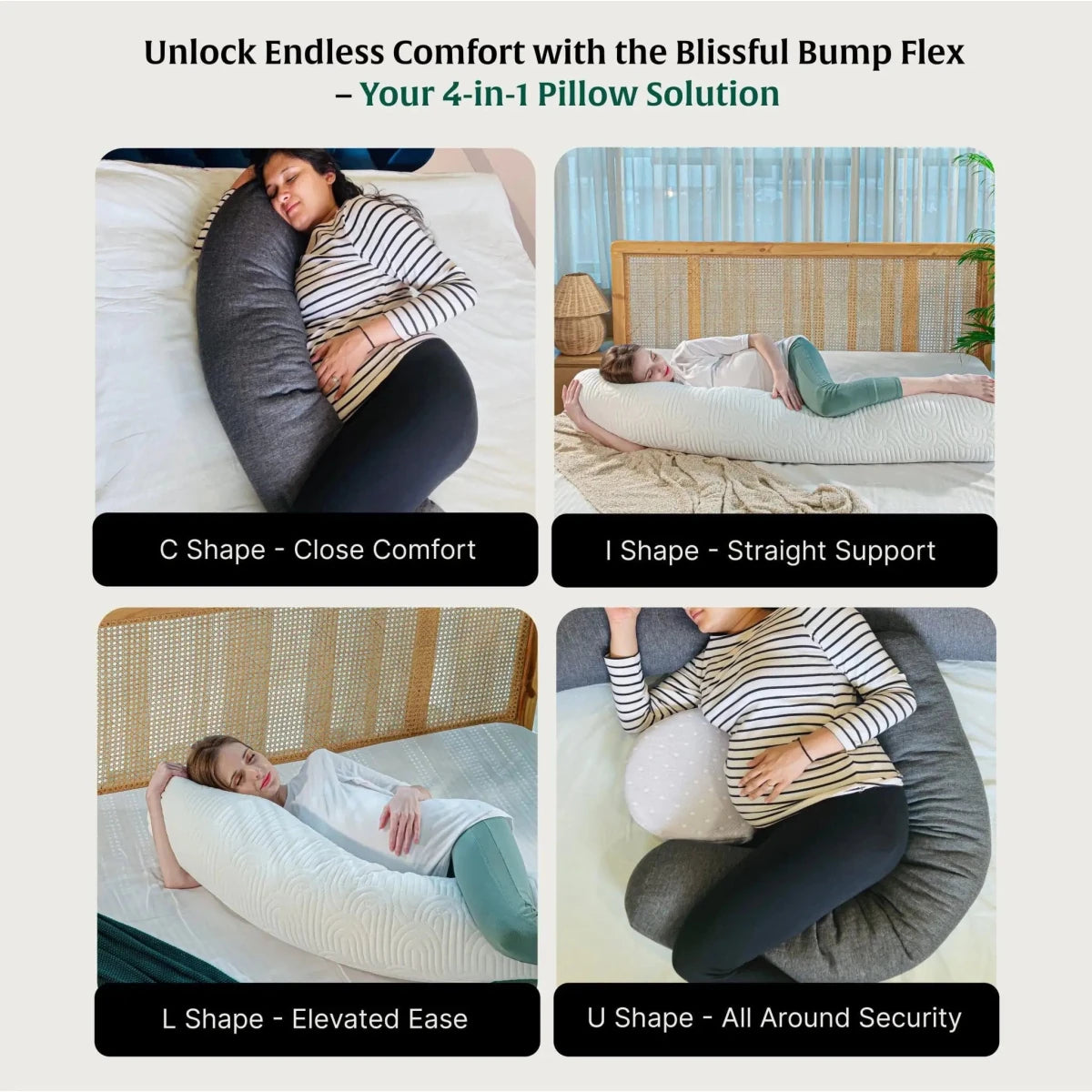 Blissful Bump Flex Pregnancy Support Full Body Pillow - Pregnancy Pillow - The White Willow