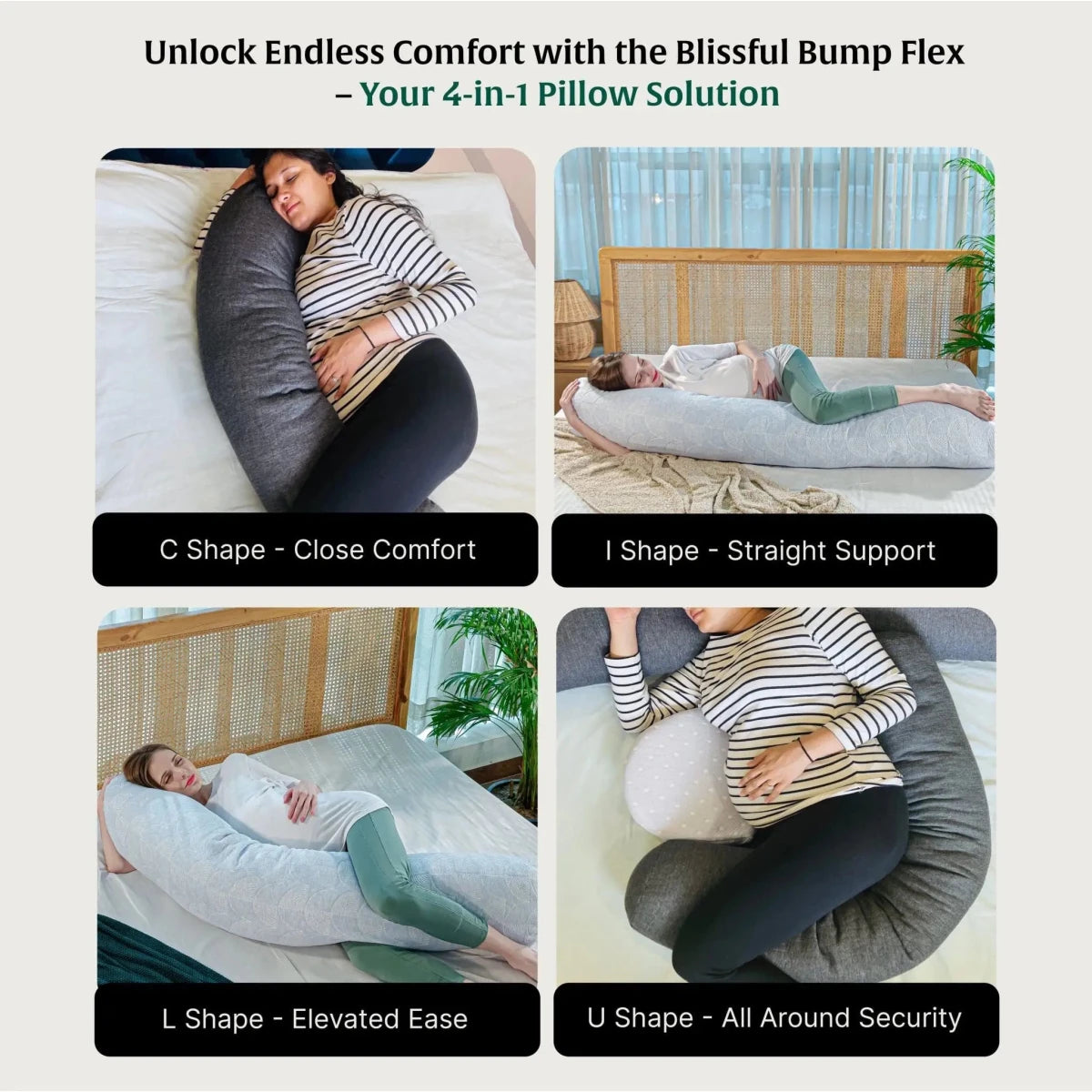 Blissful Bump Flex Pregnancy Support Full Body Pillow - Pregnancy Pillow - The White Willow