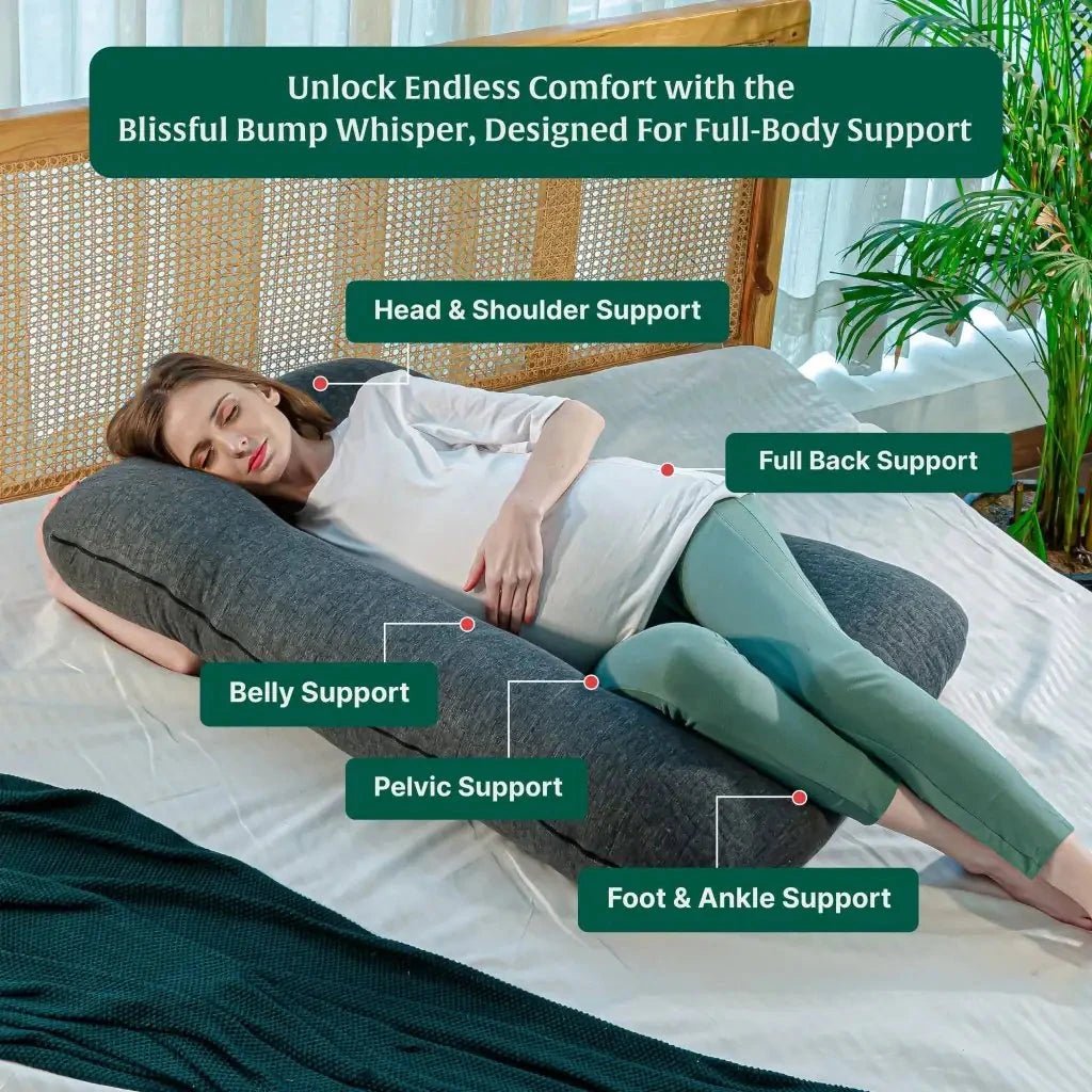 C - Shape Pregnancy Pillow - Blissful Bump Whisper - Pregnancy Pillow - The White Willow