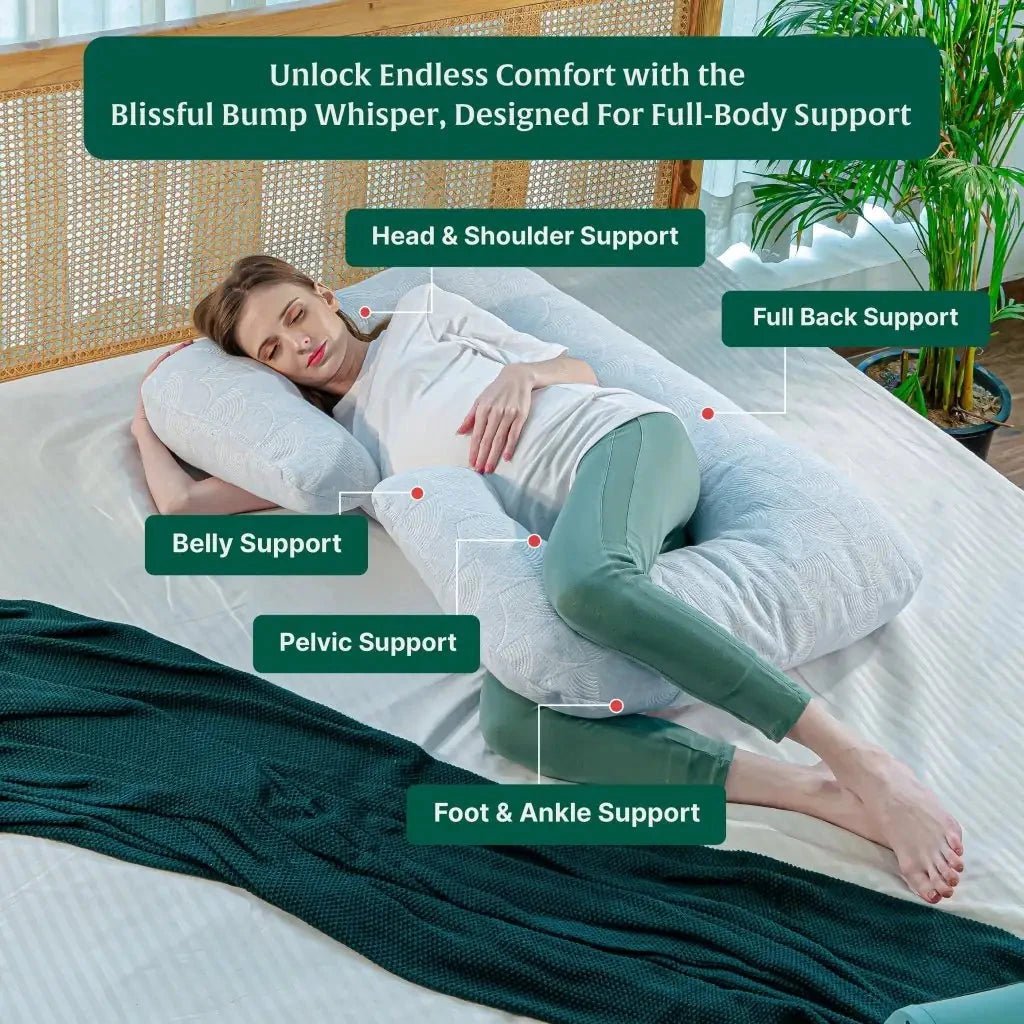 C - Shape Pregnancy Pillow - Blissful Bump Whisper - Pregnancy Pillow - The White Willow