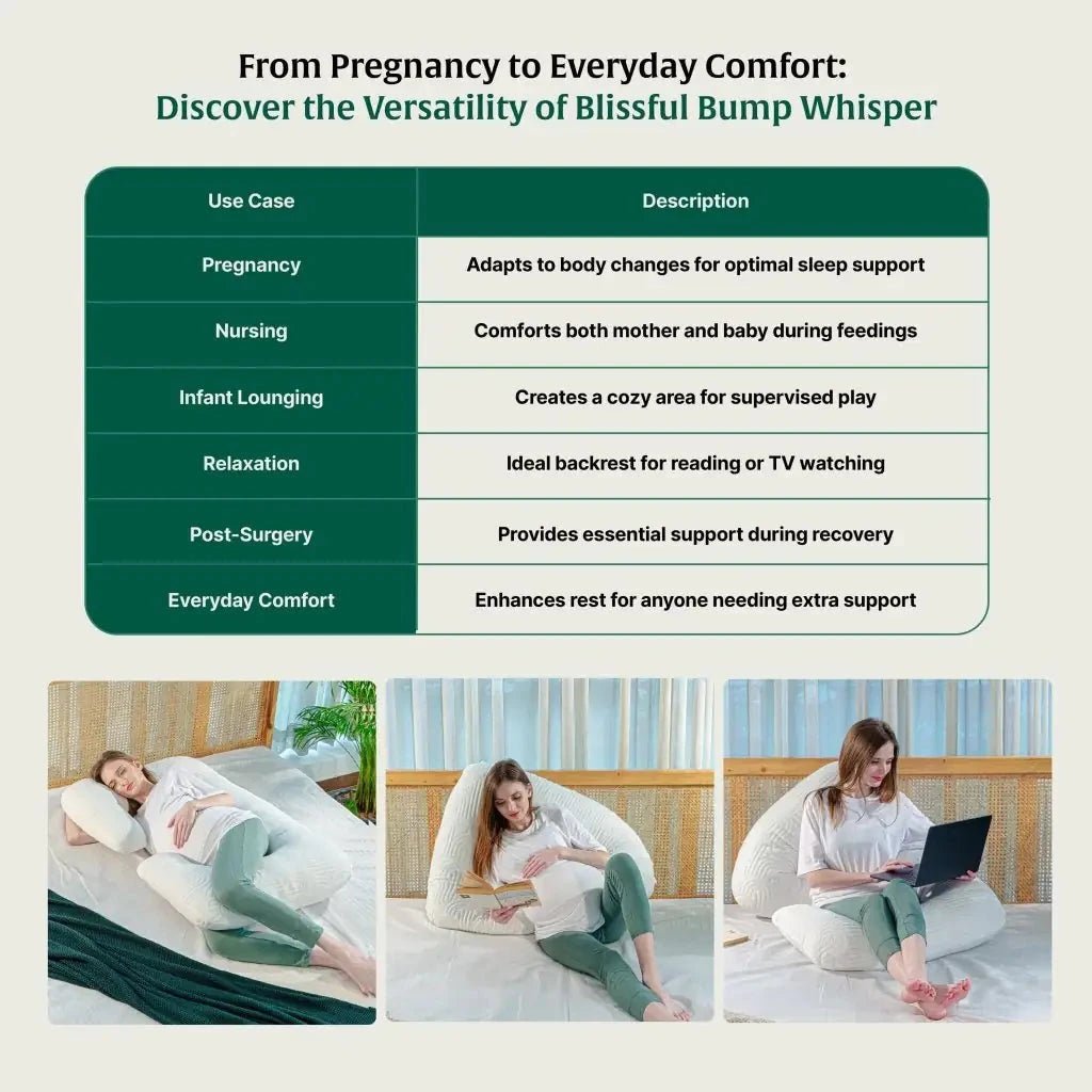C - Shape Pregnancy Pillow - Blissful Bump Whisper - Pregnancy Pillow - The White Willow