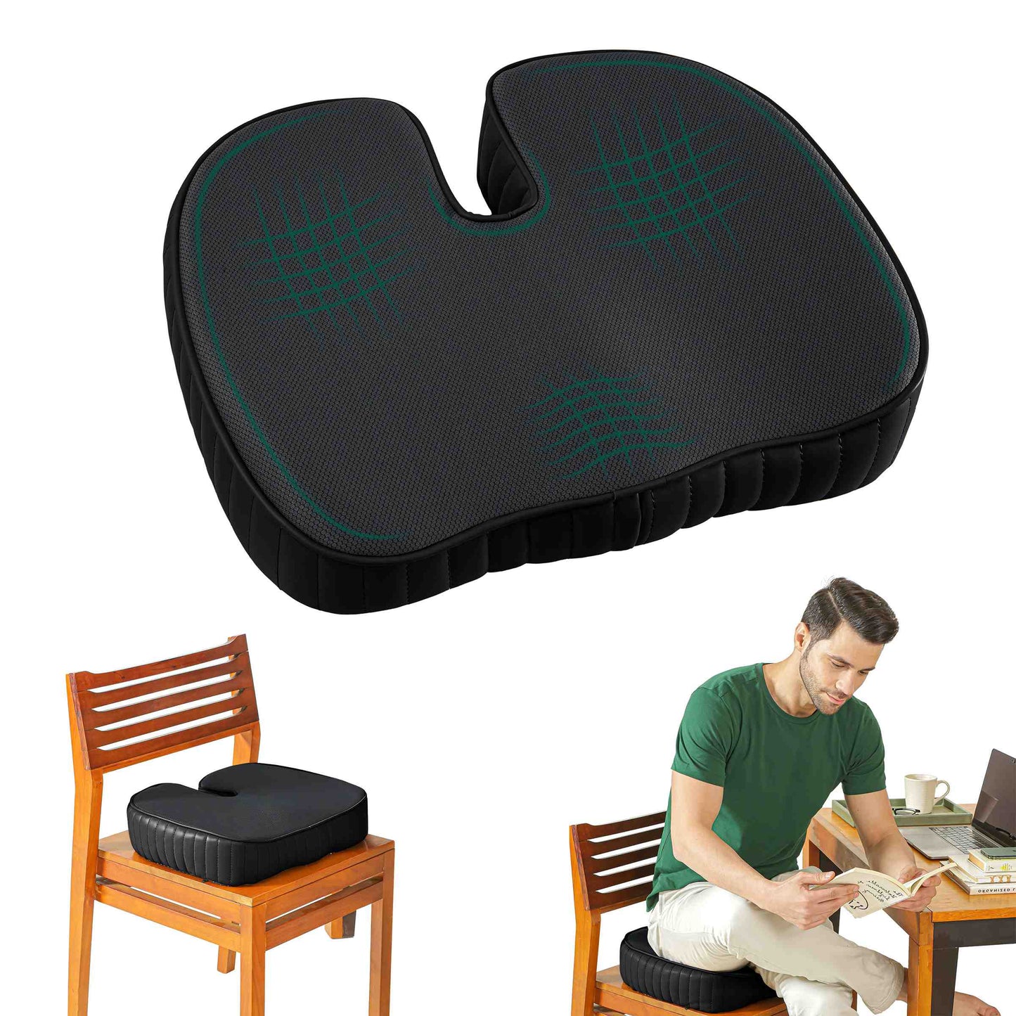 Coccyx ComfortCore Cushion Seat Cushion The White Willow Soft ~ Memory Foam ~ Below 60 kg Midnight 