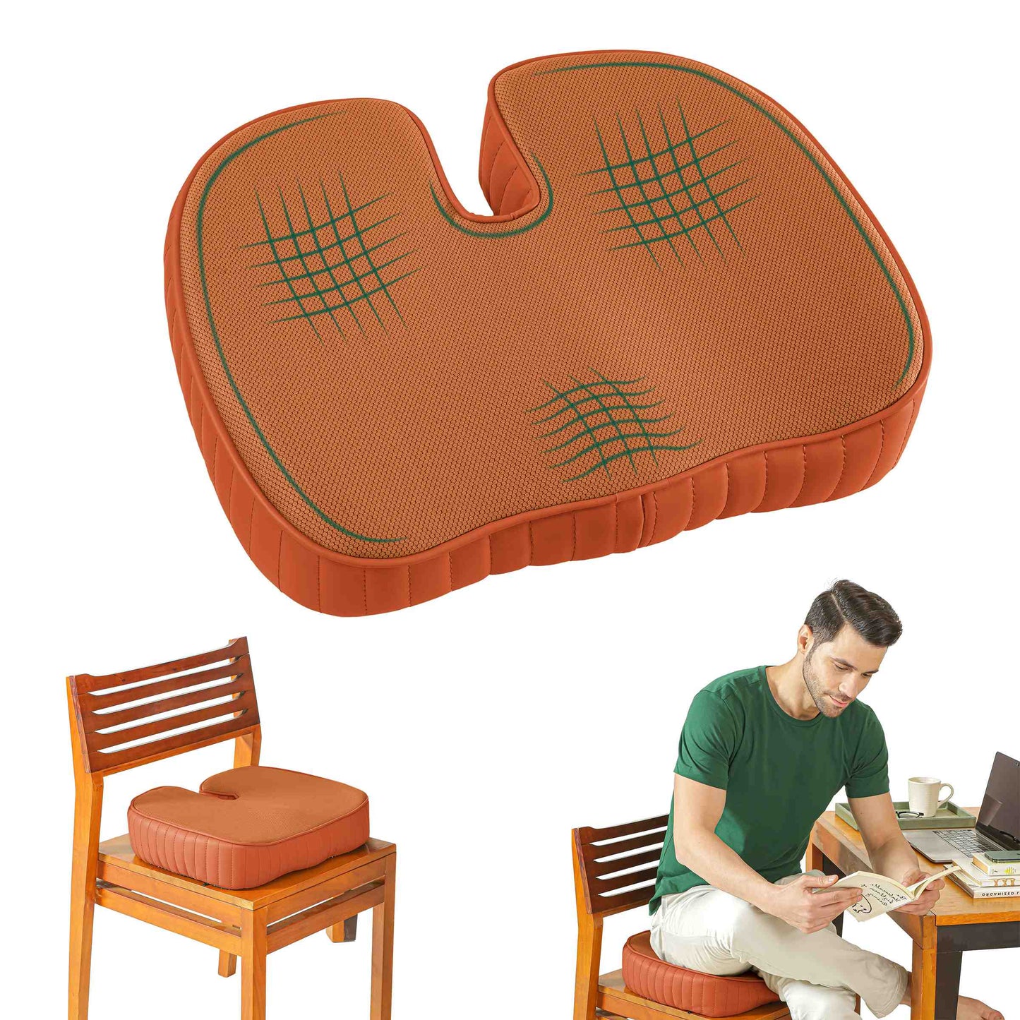 Coccyx ComfortCore Cushion Seat Cushion The White Willow Soft ~ Memory Foam ~ Below 60 kg Sandstone 