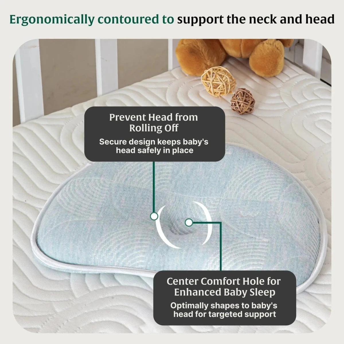 Crescent Comfort Baby Pillow Baby-0-12 Months-Pillow The White Willow 