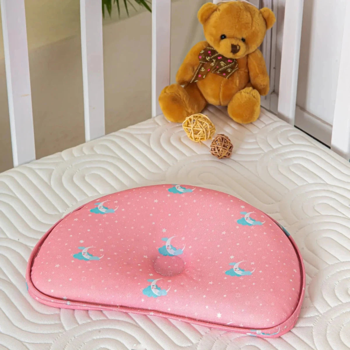 Crescent Comfort Baby Pillow Baby-0-12 Months-Pillow The White Willow Pink 