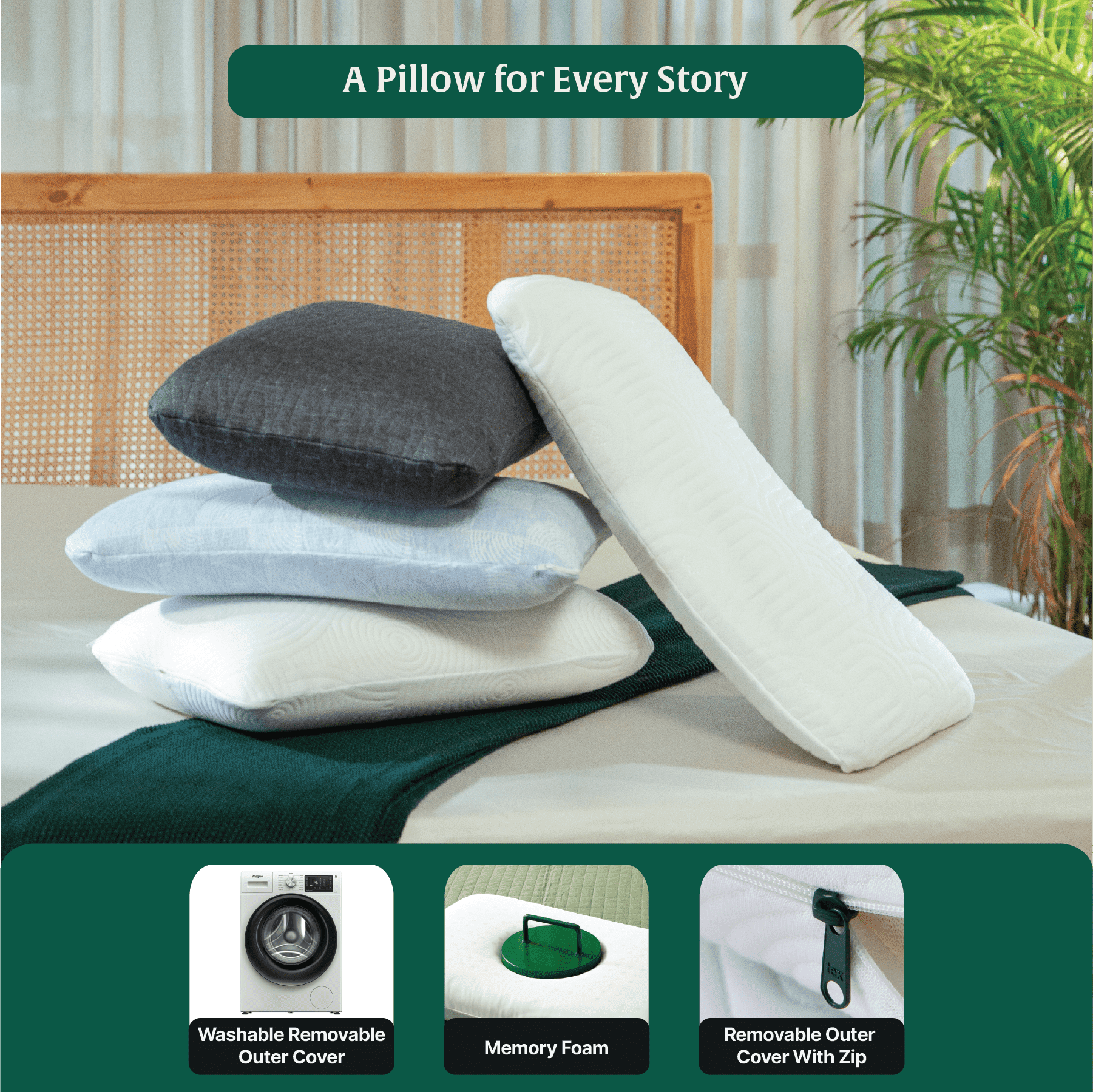 Cypress - Memory Foam Pillow - Regular - Medium Firm Regular Pillow The White Willow 