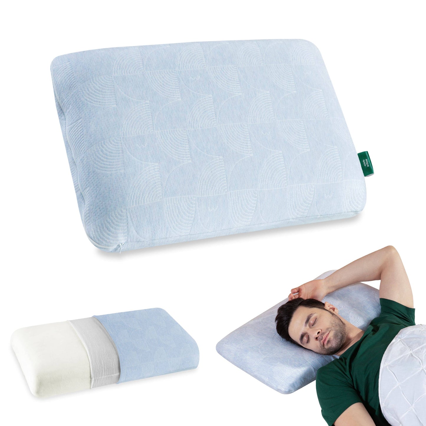 Cypress - Memory Foam Pillow - Regular - Medium Firm Regular Pillow The White Willow Medium 4"H Standard 22x14 Pack of 1 Green