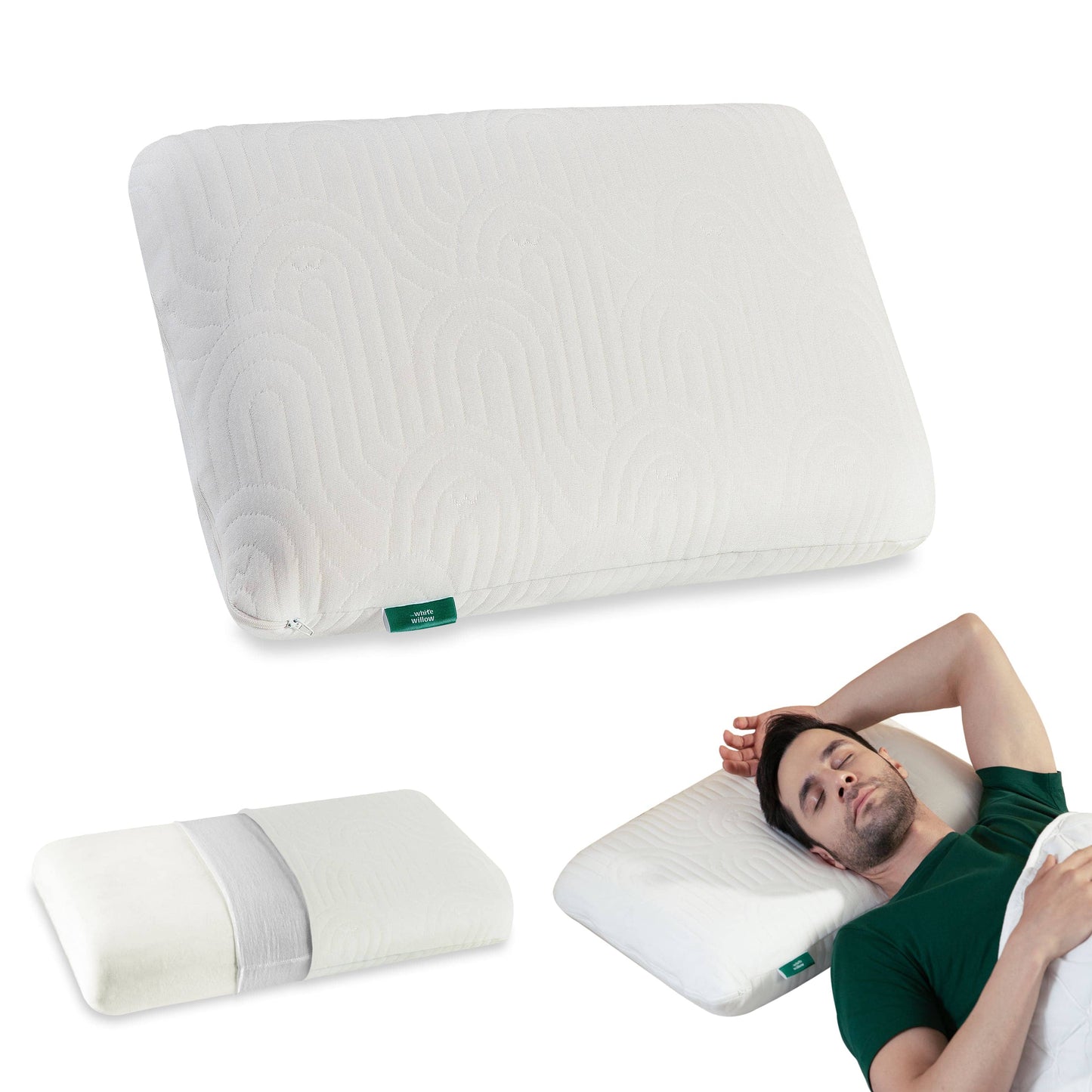 Cypress - Memory Foam Pillow - Regular - Medium Firm Regular Pillow The White Willow Medium 4"H Standard 22x14 Pack of 1 Multi