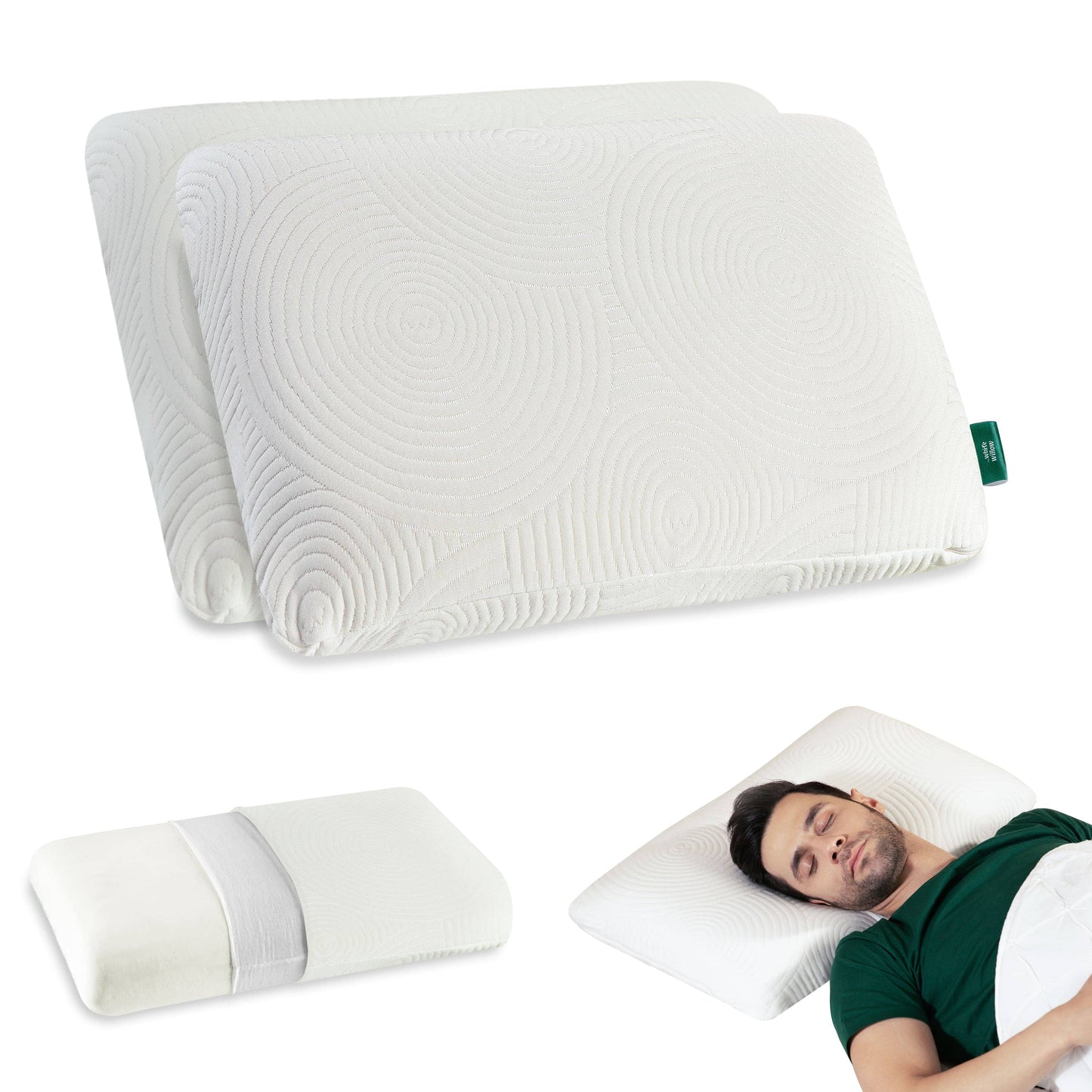 Cypress - Memory Foam Pillow - Regular - Medium Firm Regular Pillow The White Willow Medium 4"H Standard 22x14 Pack of 2 White