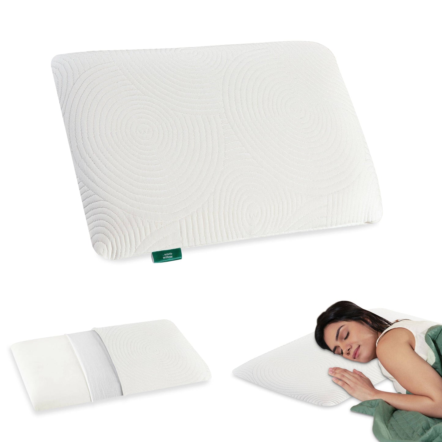 Cypress - Memory Foam Pillow - Regular - Medium Firm Regular Pillow The White Willow Ultra Slim 1.5"H King 24x16 Pack of 1 White