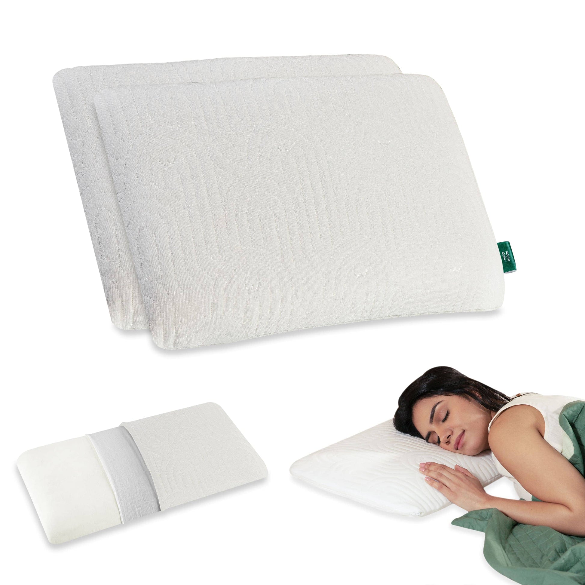 Cypress - Memory Foam Pillow - Regular - Medium Firm Regular Pillow The White Willow Ultra Slim 1.5"H King 24x16 Pack of 2 Multi