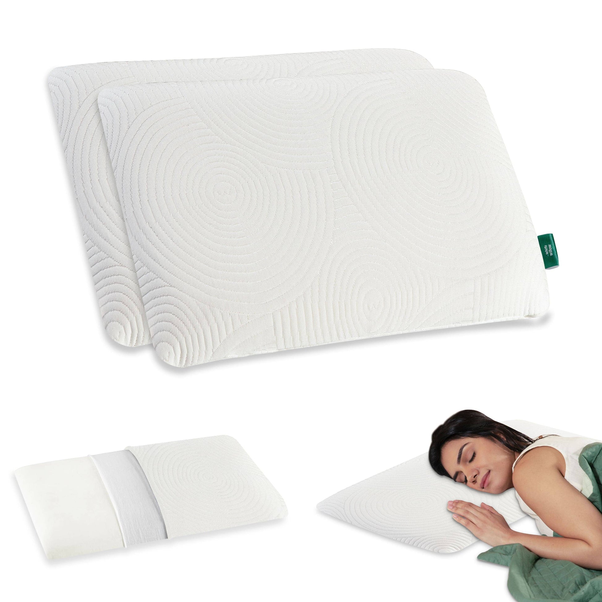 Cypress - Memory Foam Pillow - Regular - Medium Firm Regular Pillow The White Willow Ultra Slim 1.5"H King 24x16 Pack of 2 White