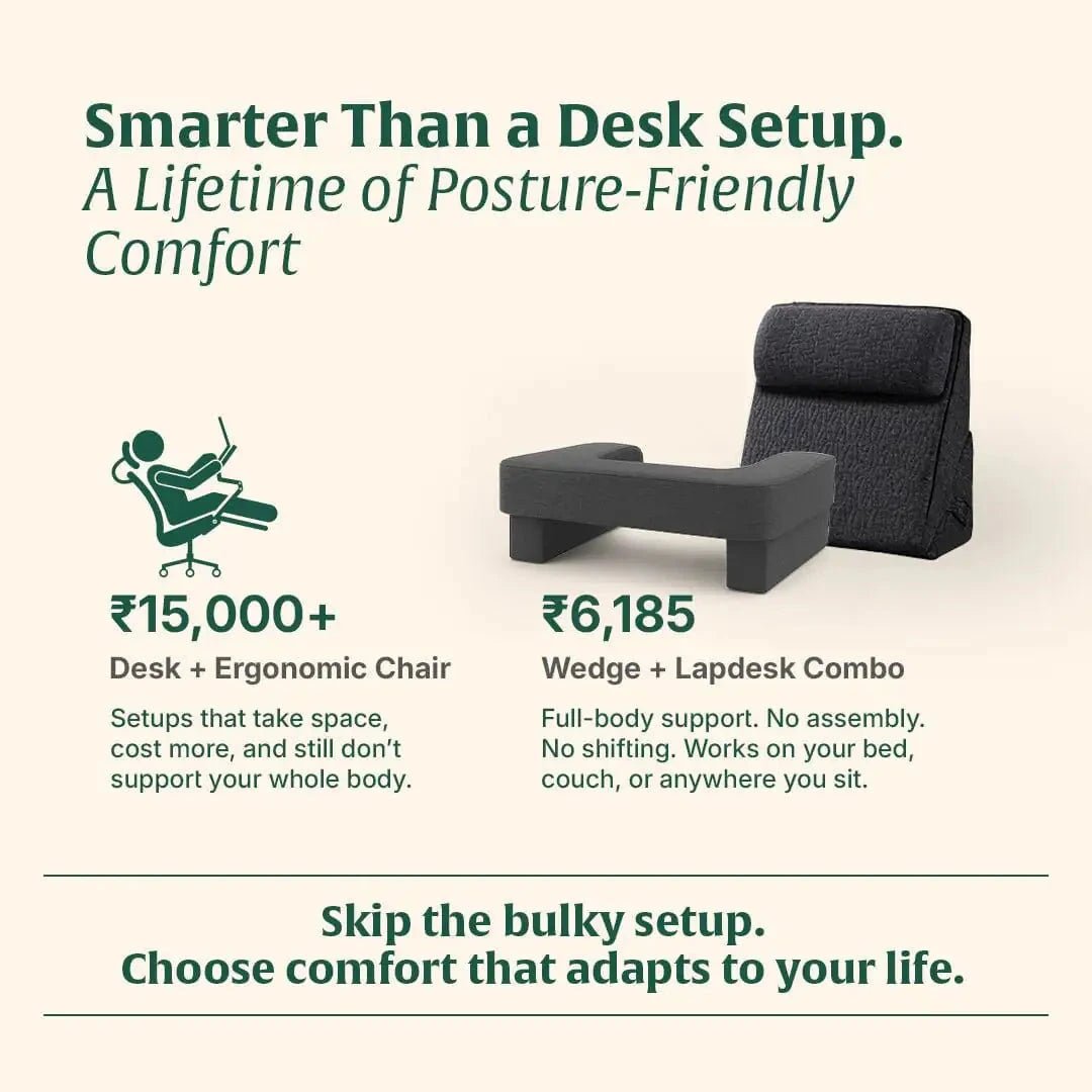 DualEase Comfort Set | ComfortPro Lapdesk Pillow & Adjustable Wedge Pillow with Headrest Combo - Bed Wedge - The White Willow