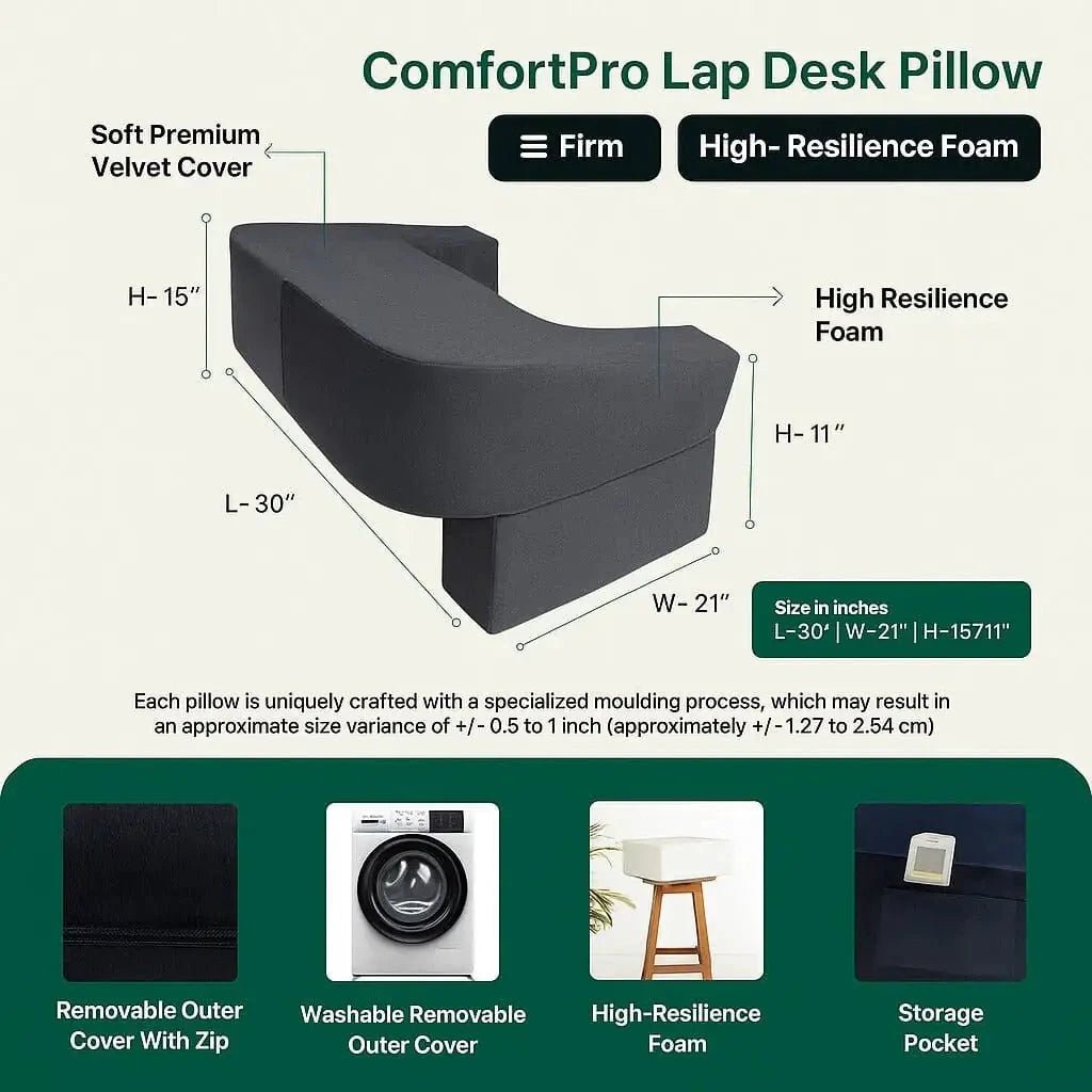 DualEase Comfort Set | ComfortPro Lapdesk Pillow & Adjustable Wedge Pillow with Headrest Combo - Bed Wedge - The White Willow